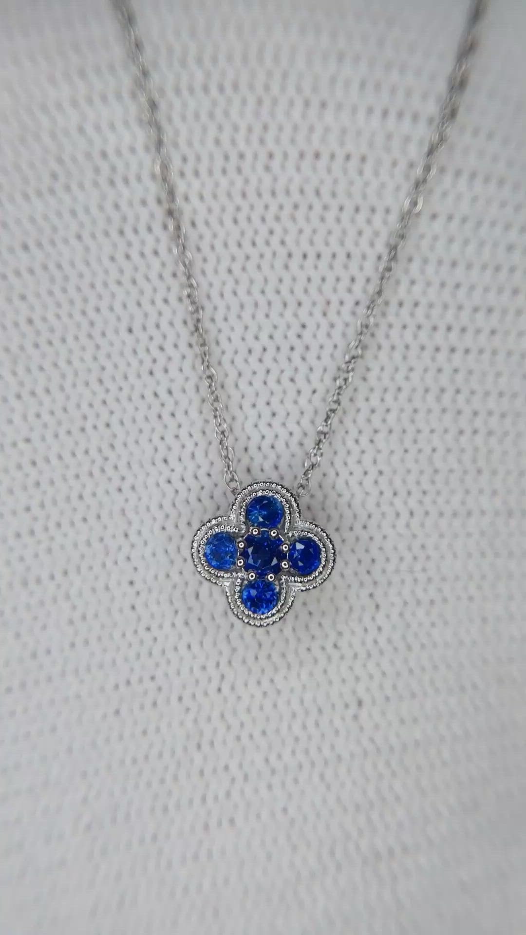 0.27 Ct. Blue Sapphire Bezel Pendant, 14K White Gold Size Video