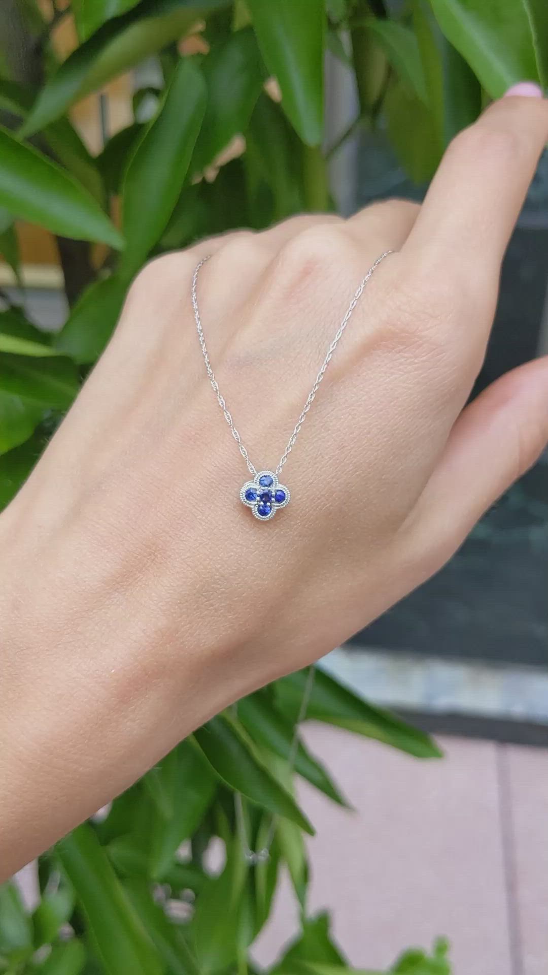 0.27 Ct. Blue Sapphire Bezel Pendant, 14K White Gold Size Video