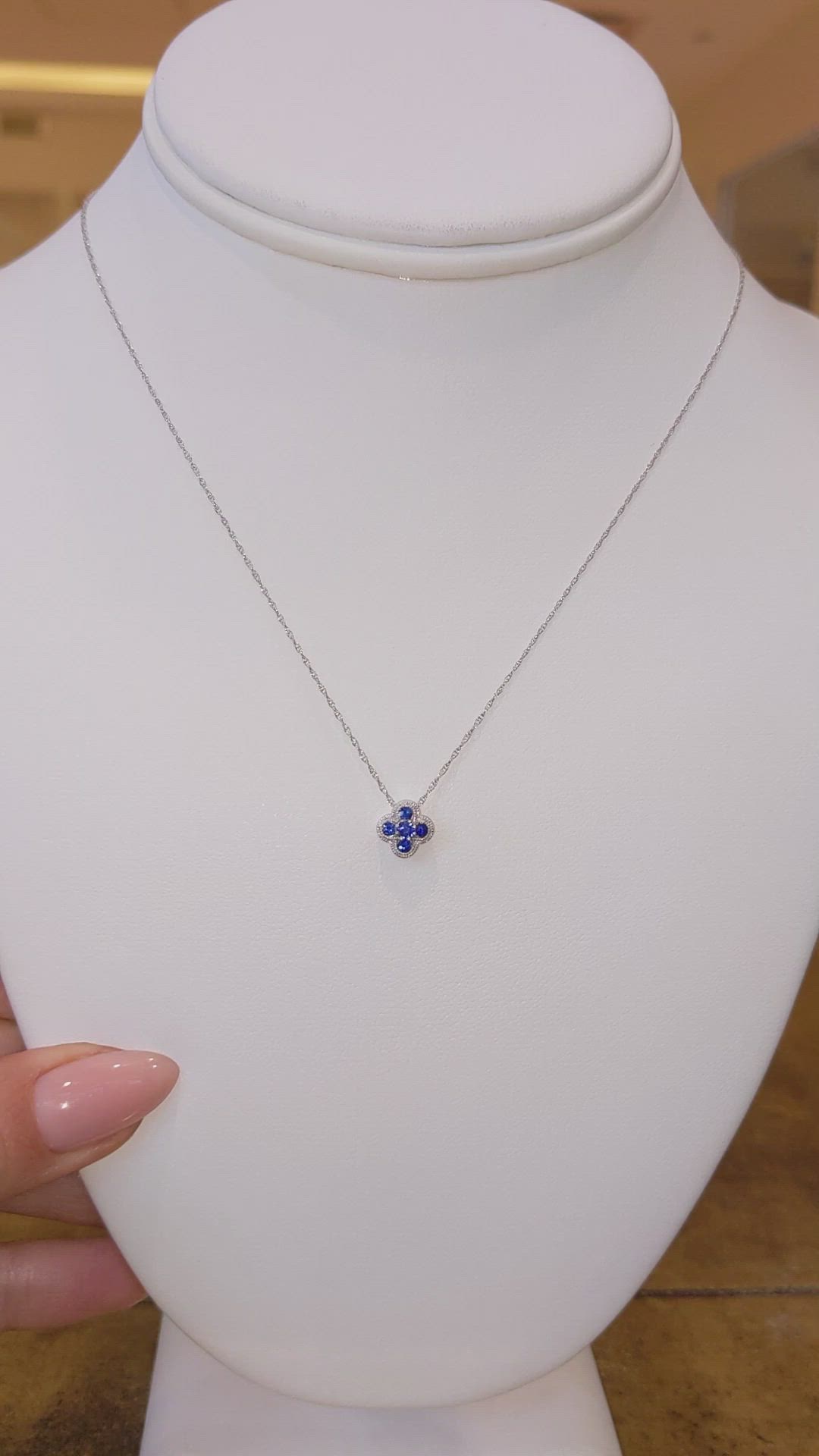 0.27 Ct. Blue Sapphire Bezel Pendant, 14K White Gold Size Video