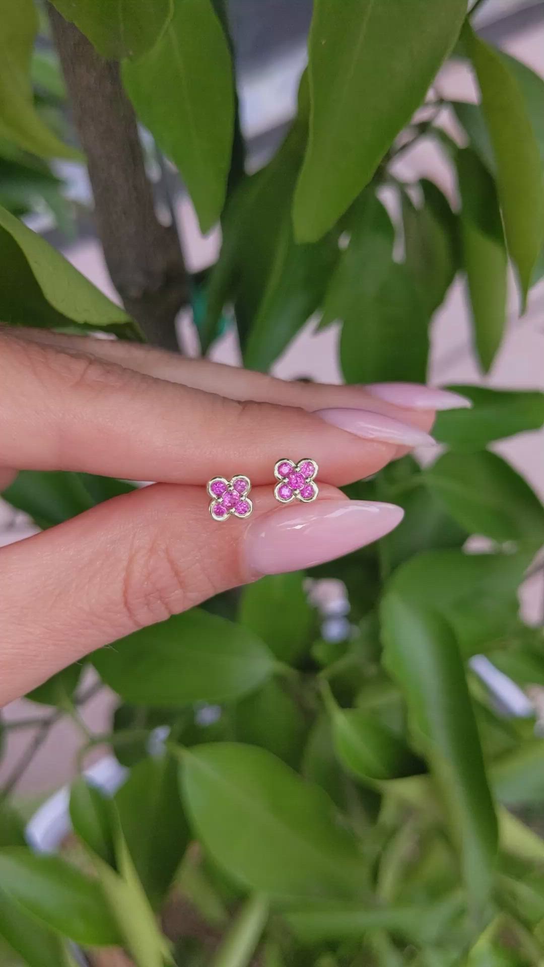 0.32 Ct.Tw. Pink Sapphire Studs Earrings, 14K Yellow Gold Size Video