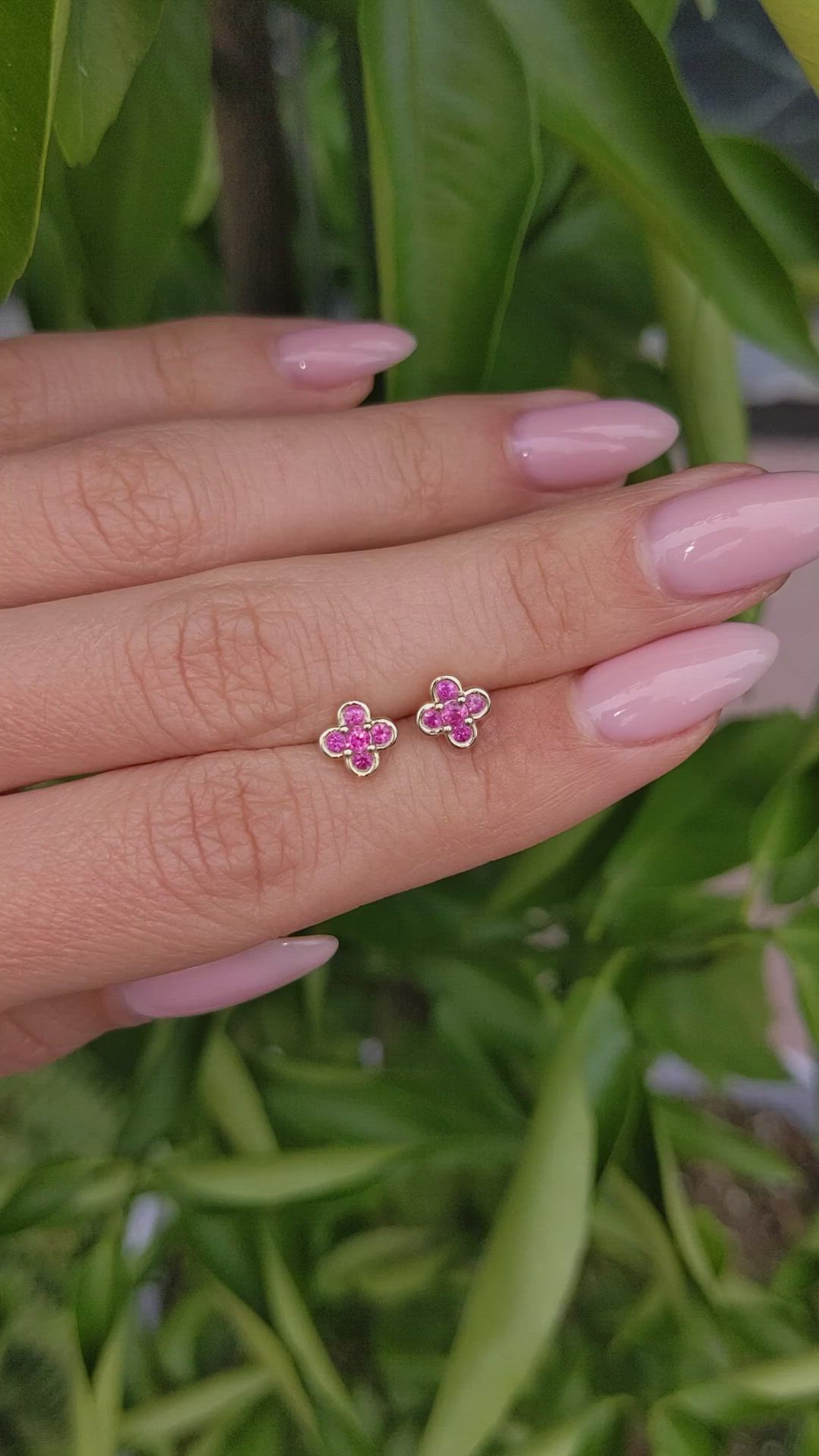 0.32 Ct.Tw. Pink Sapphire Studs Earrings, 14K Yellow Gold Size Video