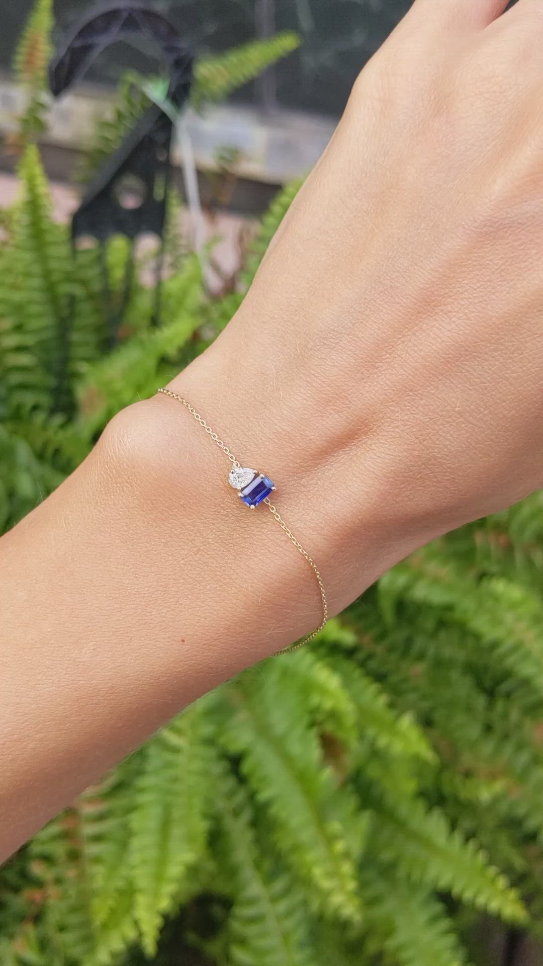 0.42 Ct.Tw. Blue Sapphire and Natural Diamond Accent Stones Bracelet, 14K Yellow Gold Size Video
