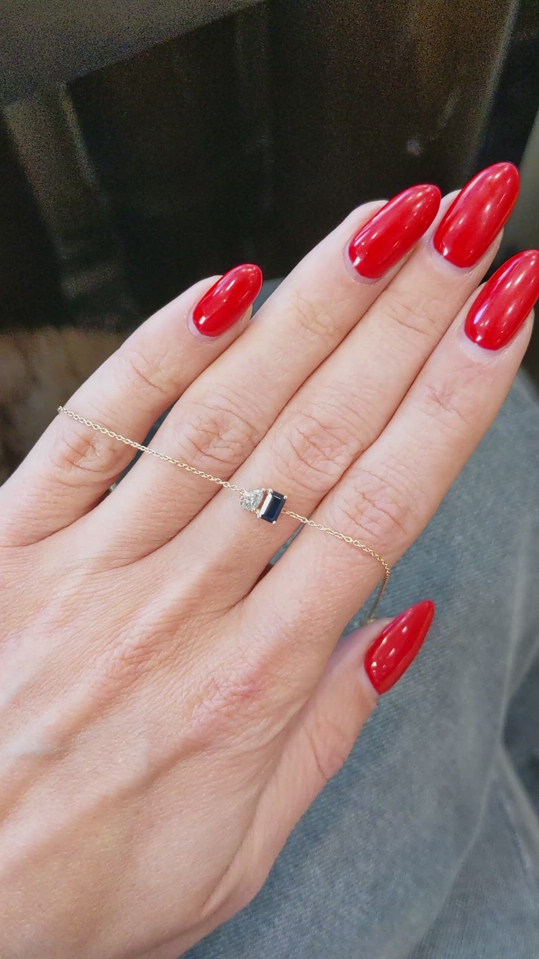 0.42 Ct.Tw.Total Carat Weight Blue Sapphire and Natural Diamond Accent Stones Bracelet, 14K Yellow Gold Size Video