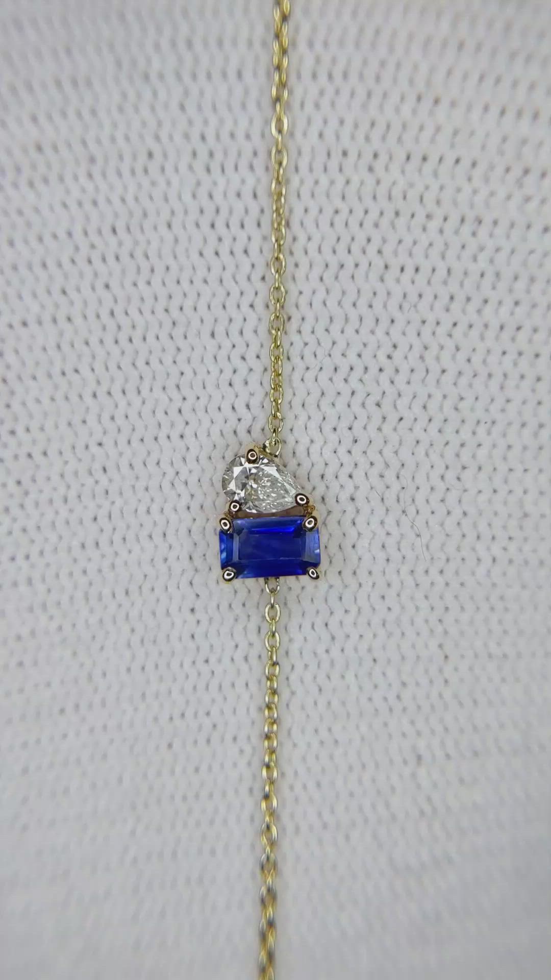 0.42 Ct.Tw. Blue Sapphire and Natural Diamond Accent Stones Bracelet, 14K Yellow Gold Size Video