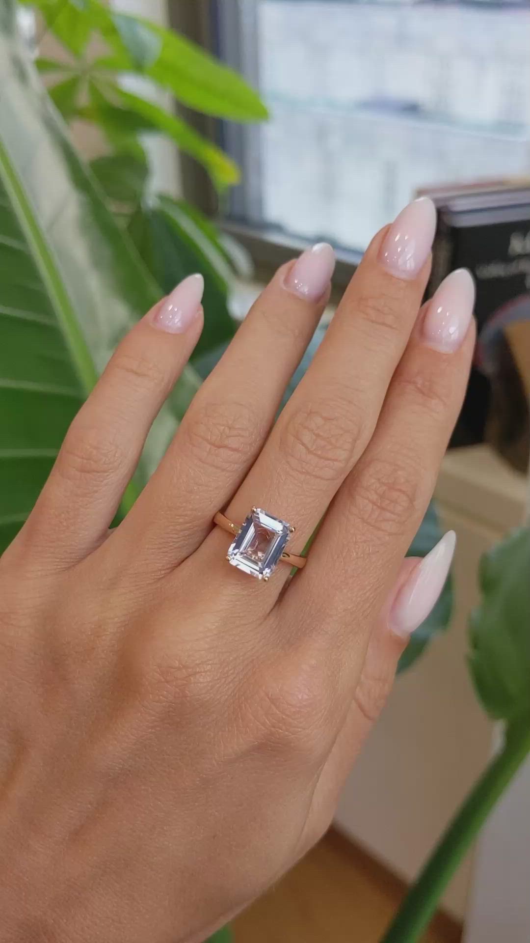 4.08 Ct. Pink Sapphire and Natural Diamond Pave Ring, 18K Rose Gold Size Video