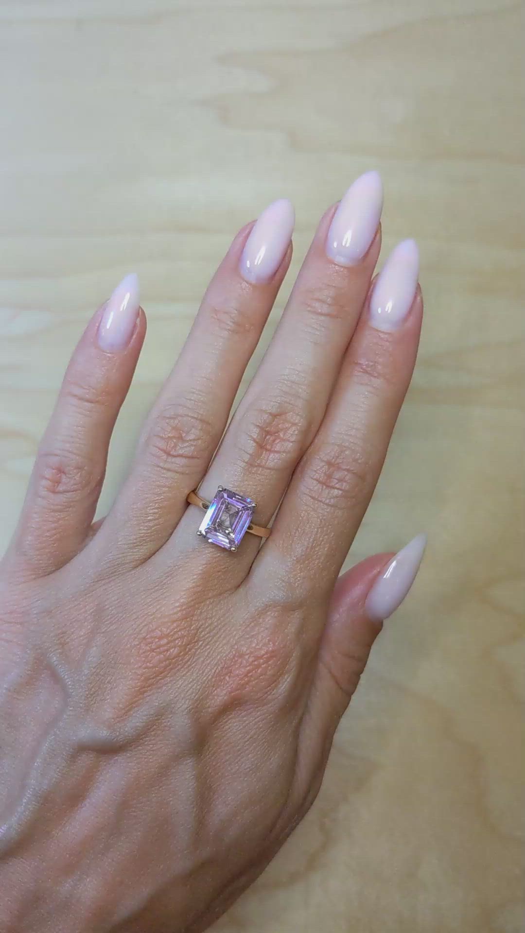 4.08 Ct. Pink Sapphire and Natural Diamond Pave Ring, 18K Rose Gold Size Video