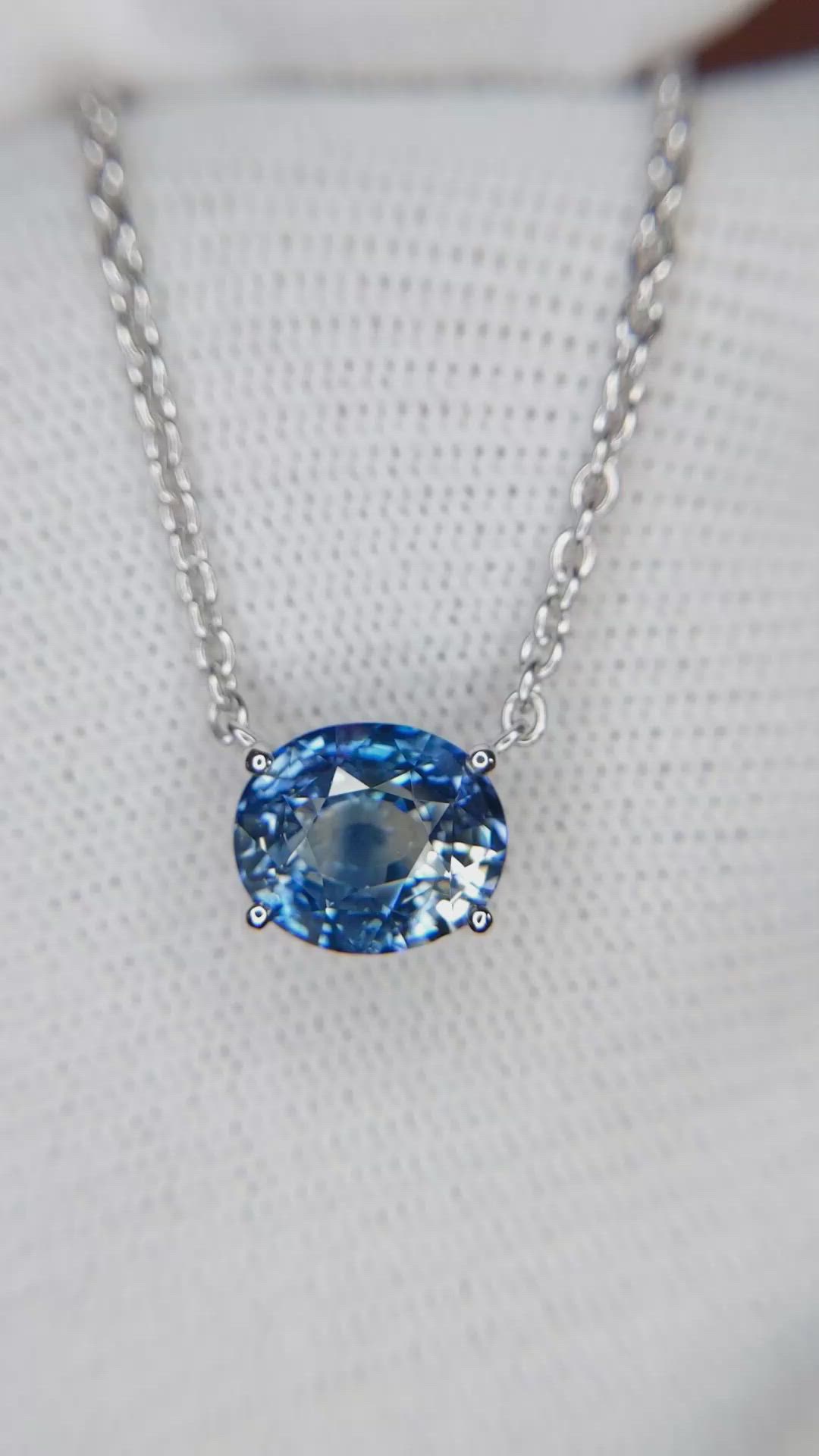 5.07 Ct. Bi Color Sapphire Solitaire Necklace, Platinum 950 Size Video