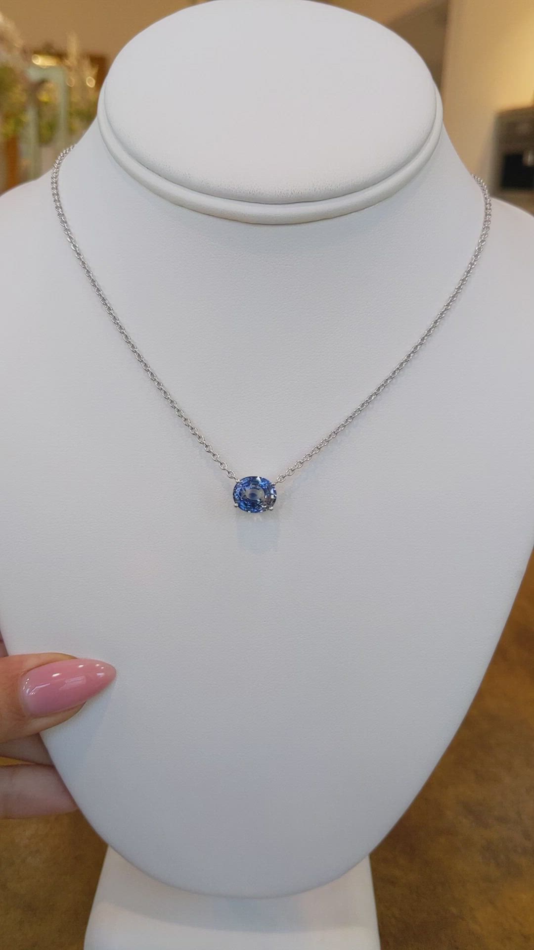 5.07 Ct. Bi Color Sapphire Solitaire Necklace, Platinum 950 Size Video