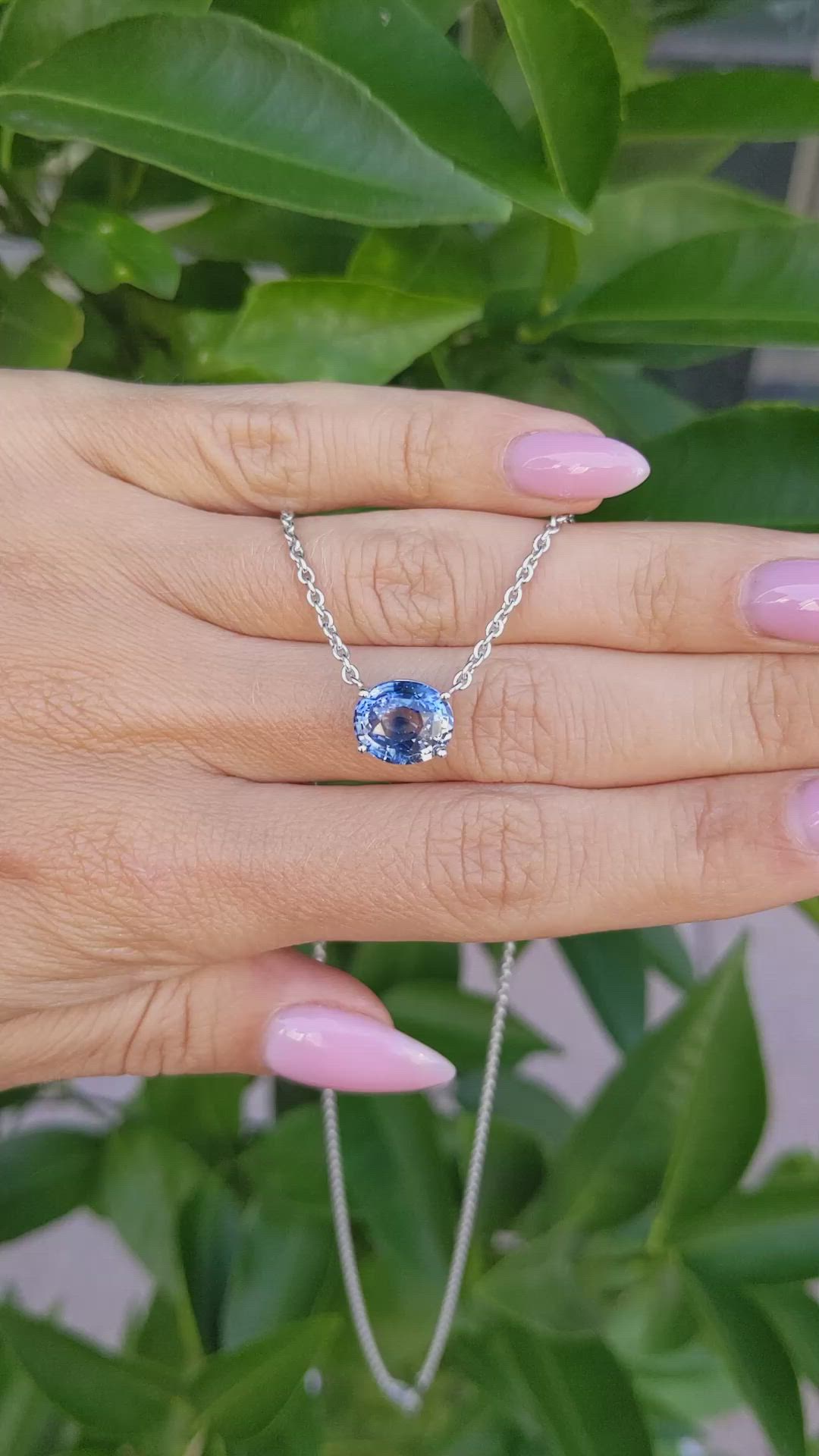 5.07 Ct. Bi Color Sapphire Solitaire Necklace, Platinum 950 Size Video