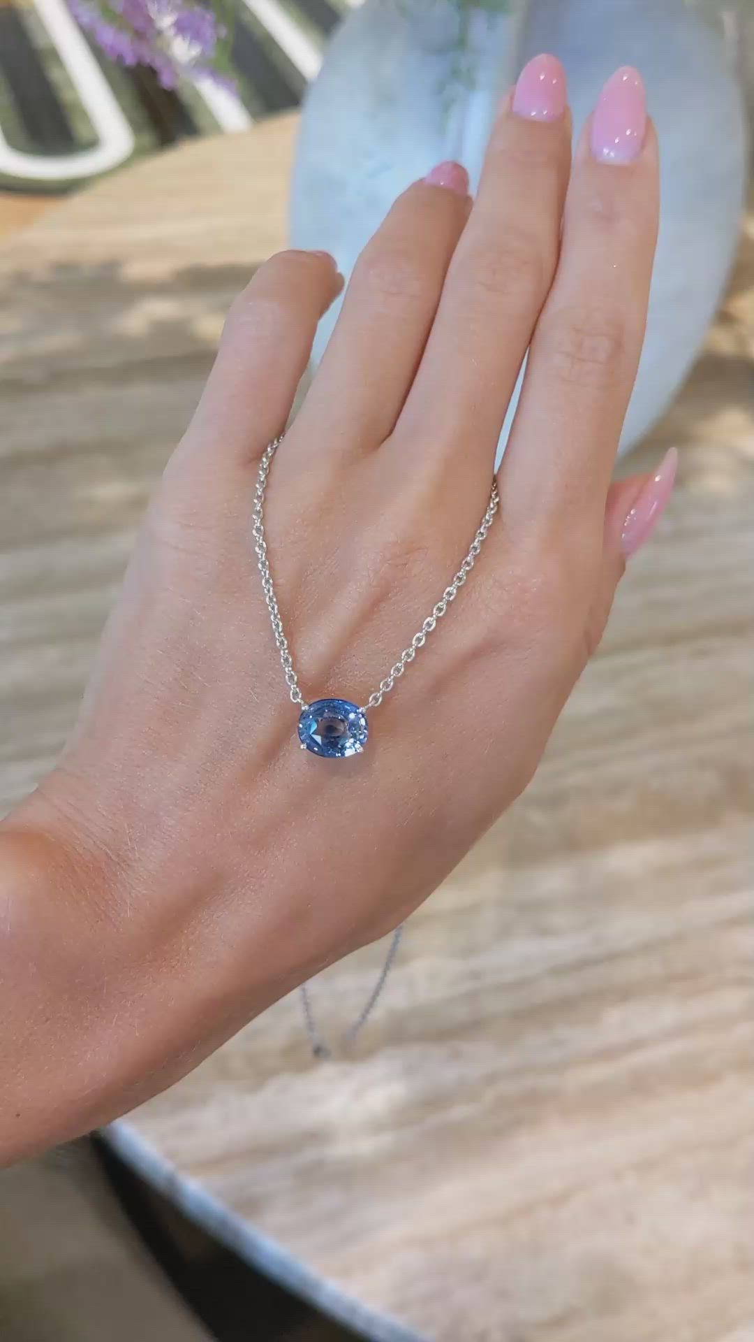 5.07 Ct. Bi Color Sapphire Solitaire Necklace, Platinum 950 Size Video