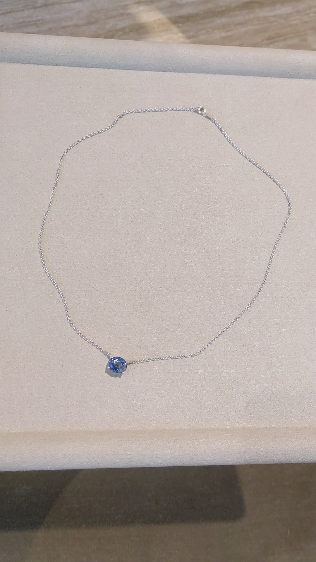 5.07 Ct. Bi Color Sapphire Solitaire Necklace, Platinum 950 Size Video