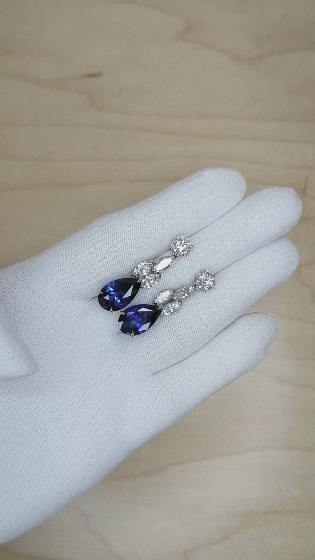 85.03 Ct. Blue Sapphire and Natural Diamond Pave Necklace, 18K White Gold Size Video