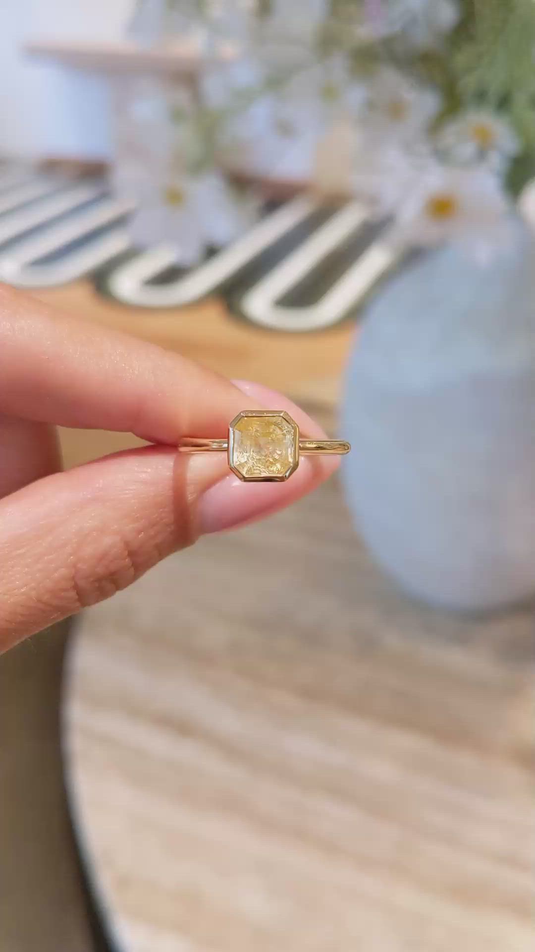 1.87 Ct. Yellow Sapphire Bezel Ring, 18K Yellow Gold Size Video