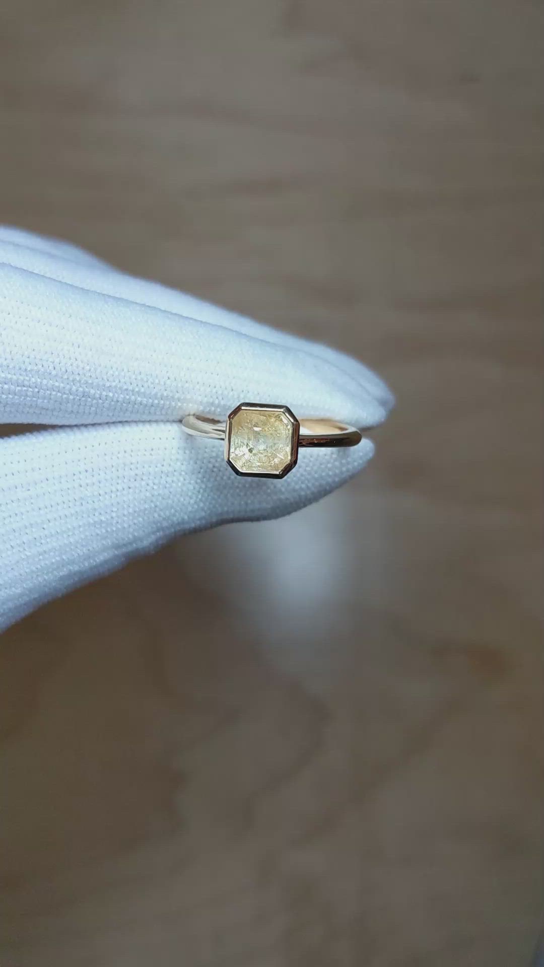 1.87 Ct. Yellow Sapphire Bezel Ring, 18K Yellow Gold Size Video