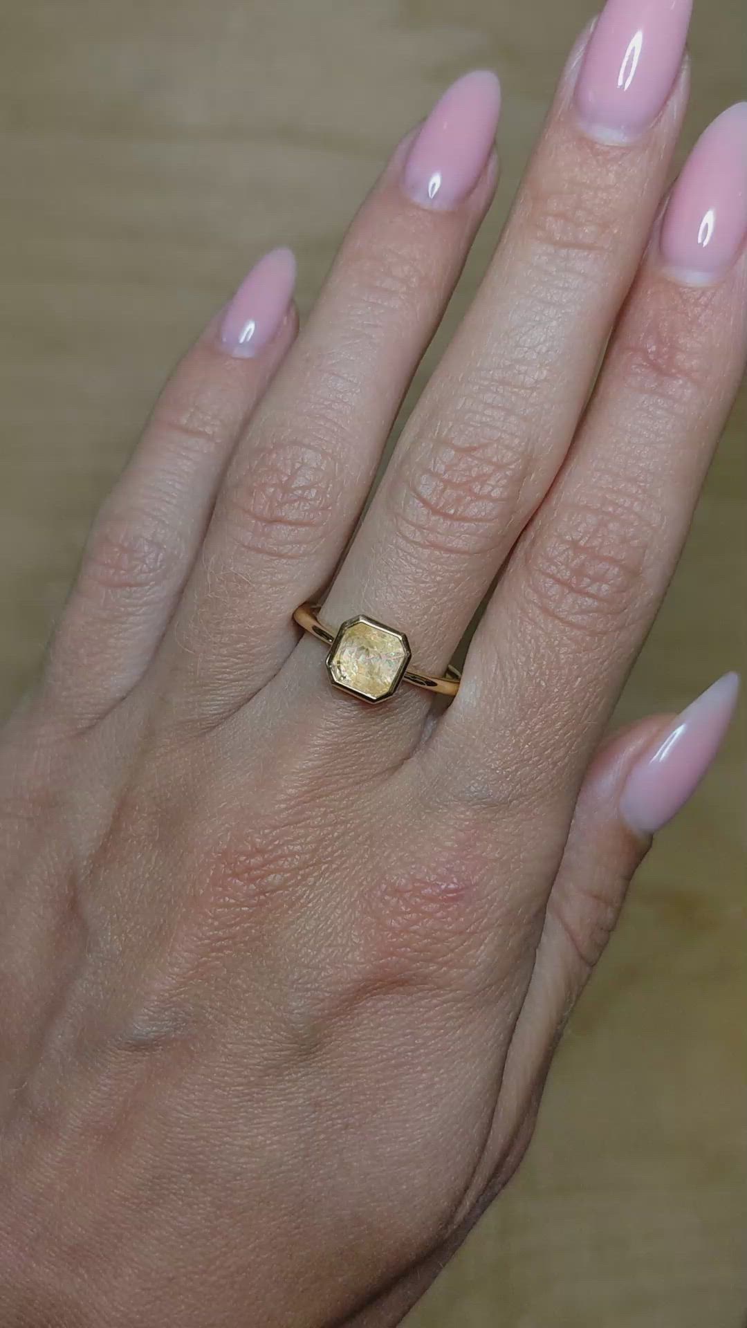 1.87 Ct. Yellow Sapphire Bezel Ring, 18K Yellow Gold Size Video