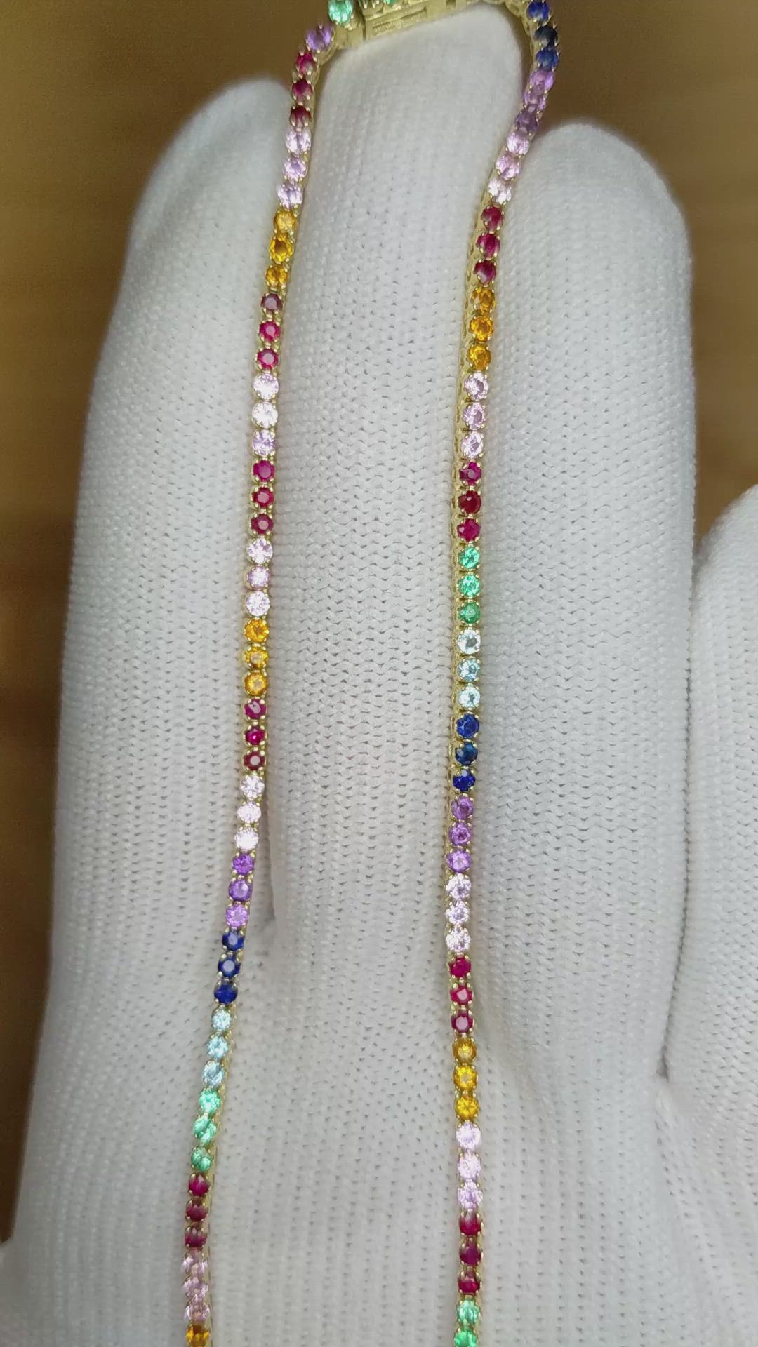 1.12 Ct. Ruby Sapphire Accent Stones Necklace, 14K Yellow Gold Size Video