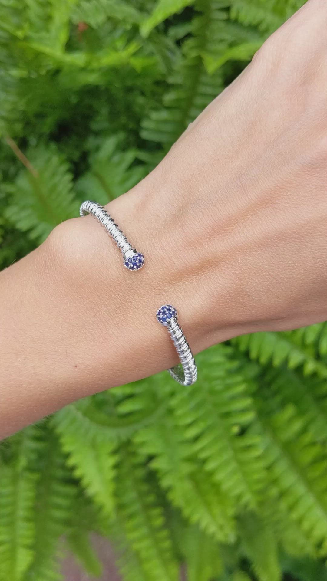 0.26 Ct.Tw. Blue Sapphire Pave Bracelet, 14K White Gold Size Video