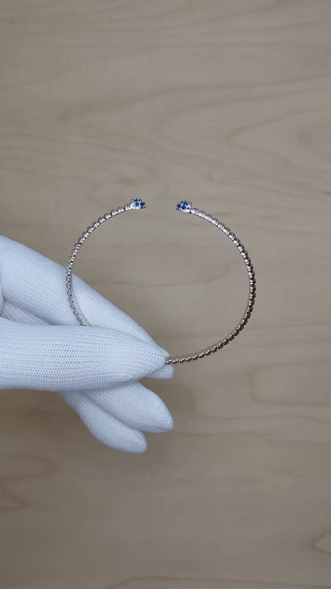 0.26 Ct.Tw. Blue Sapphire Pave Bracelet, 14K White Gold Size Video