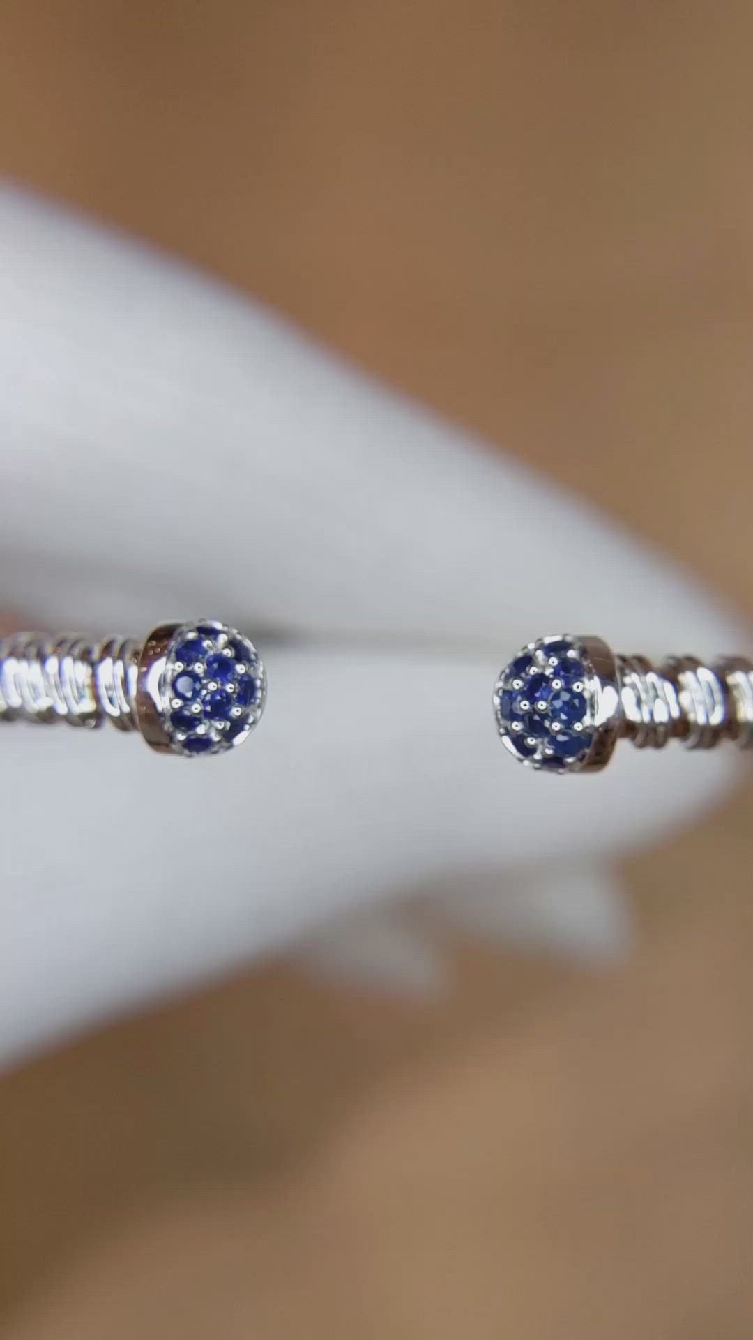 0.26 Ct.Tw. Blue Sapphire Pave Bracelet, 14K White Gold Size Video
