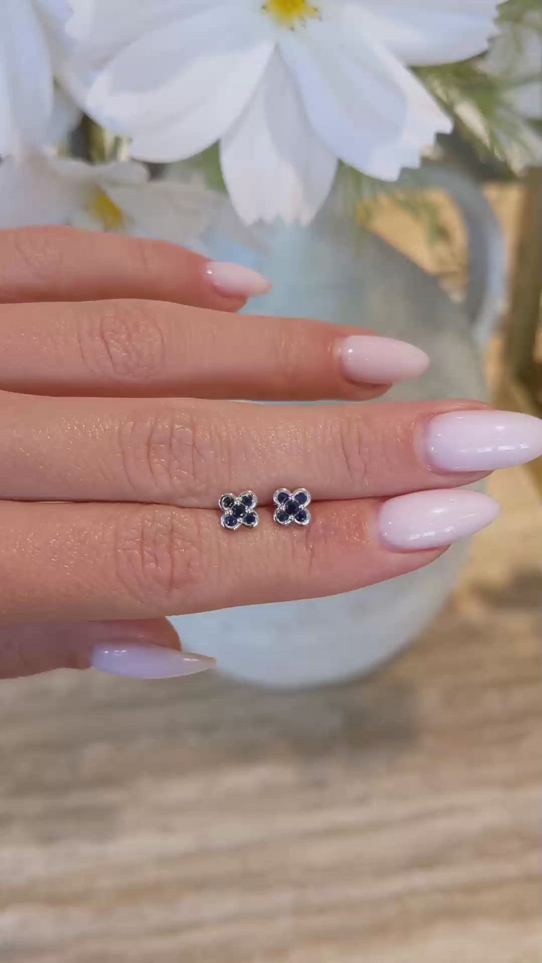 0.31 Ct.Tw. Blue Sapphire Studs Earrings, 14K White Gold Size Video