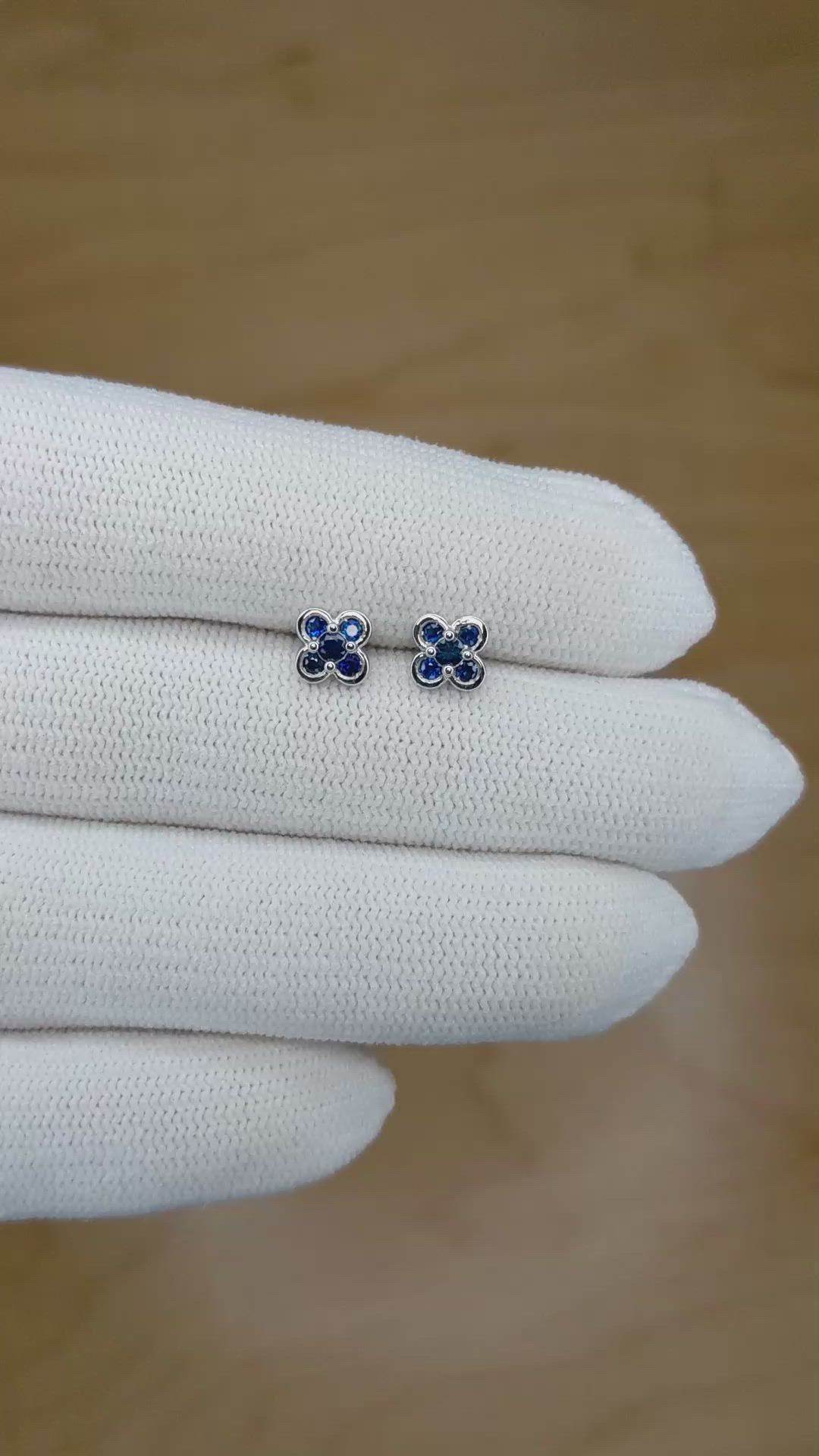 0.31 Ct.Tw. Blue Sapphire Studs Earrings, 14K White Gold Size Video