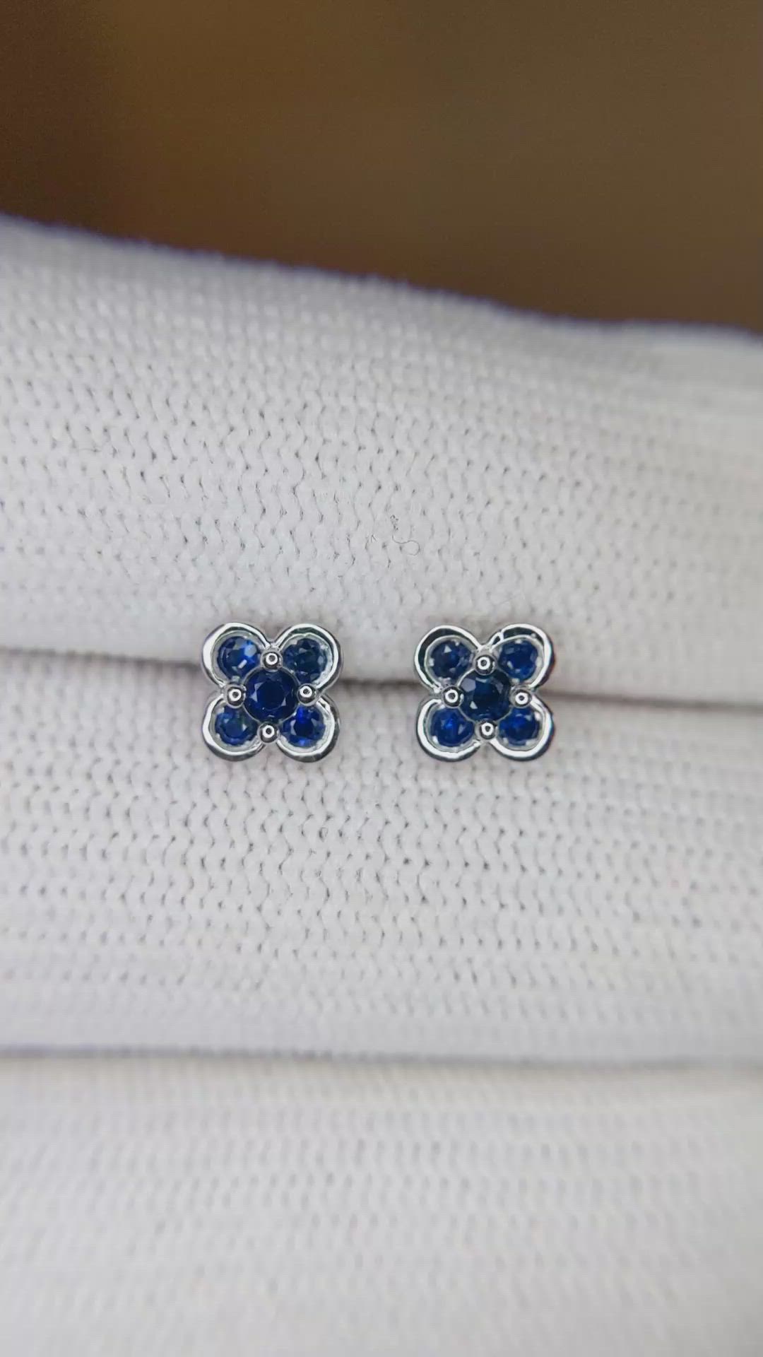 0.31 Ct.Tw. Blue Sapphire Studs Earrings, 14K White Gold Size Video