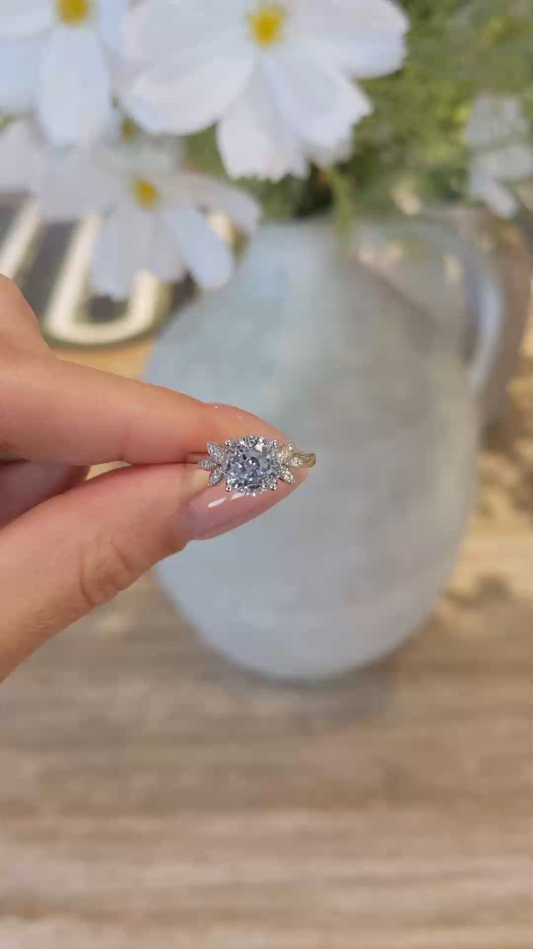 2.65 Ct. Blue Sapphire and Natural Diamond Pave Ring, Platinum 950 Size Video