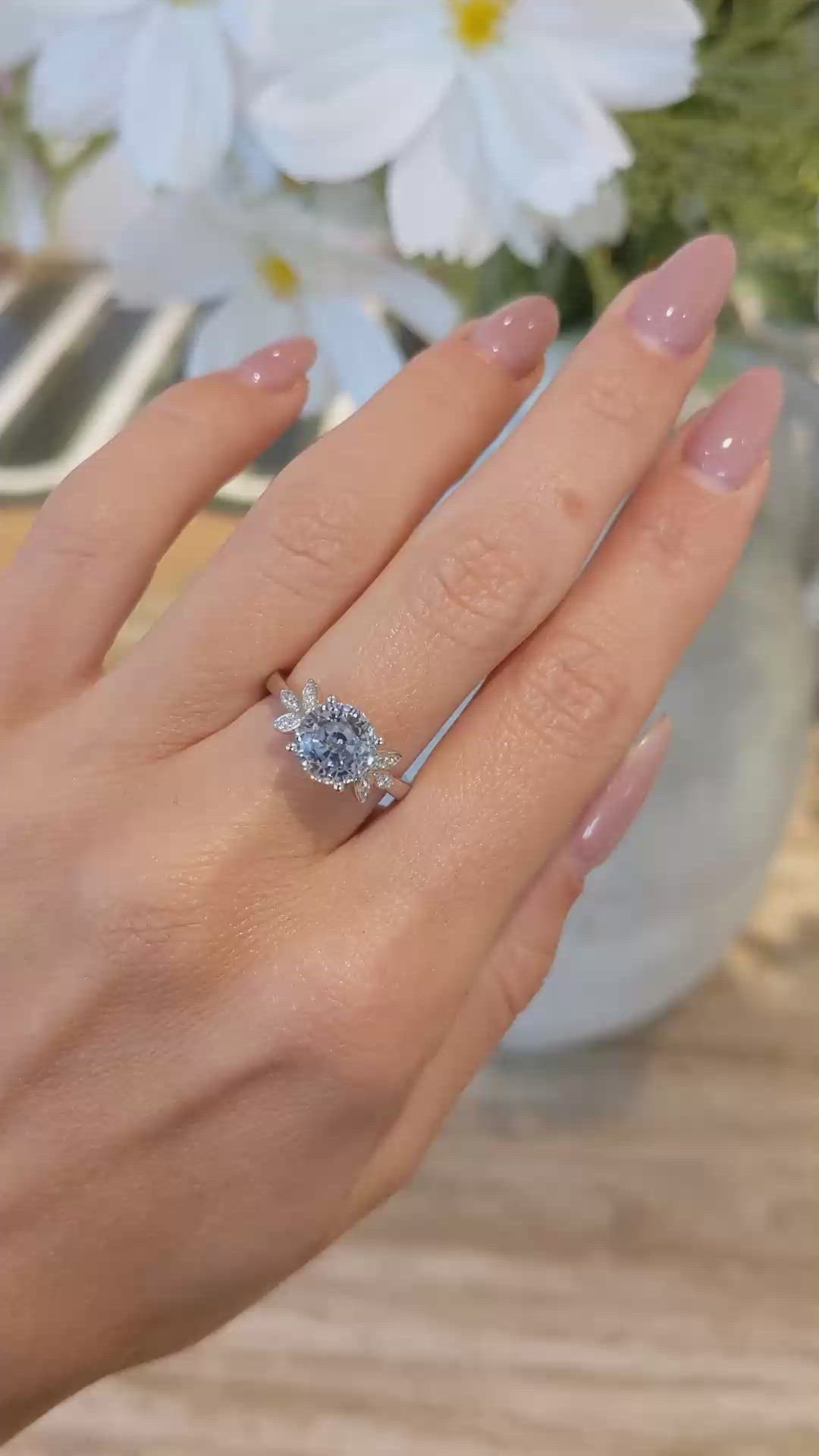 2.65 Ct. Blue Sapphire and Natural Diamond Pave Ring, Platinum 950 Size Video