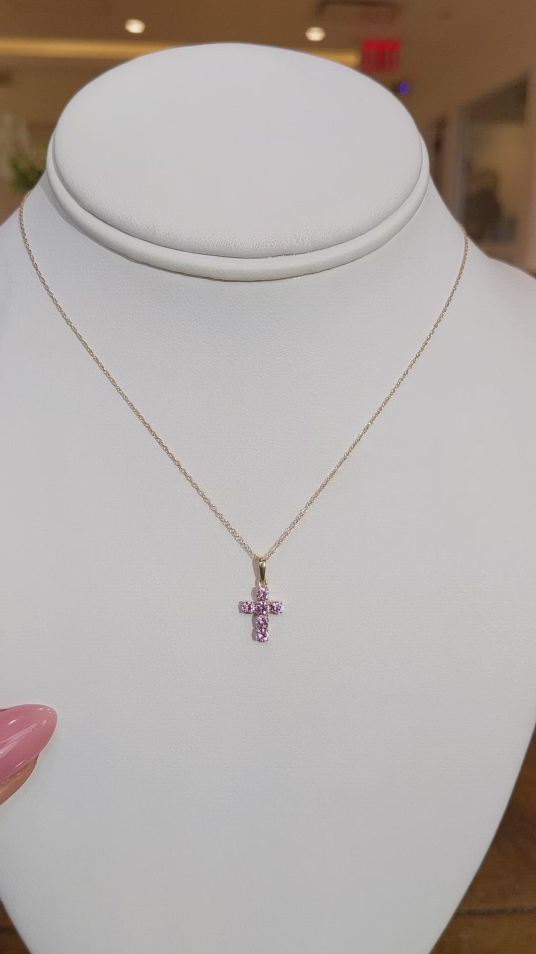 0.54 Ct. Pink Sapphire Pave Pendant, 14K Yellow Gold Size Video