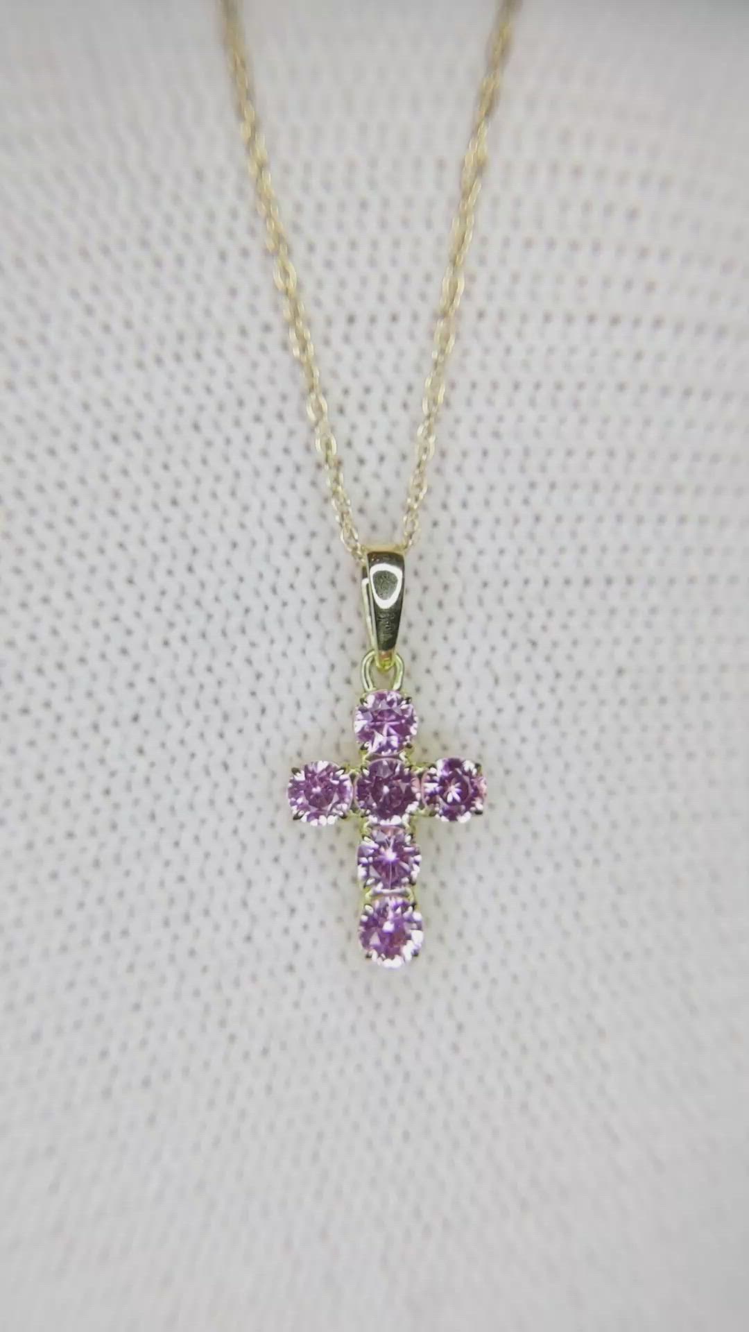 0.54 Ct. Pink Sapphire Pave Pendant, 14K Yellow Gold Size Video