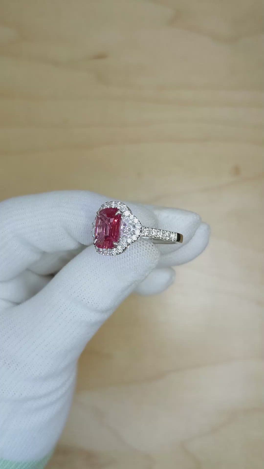 2.86 Ct. Pink Sapphire and Natural Diamond Pave Ring, 18K White Gold Size Video