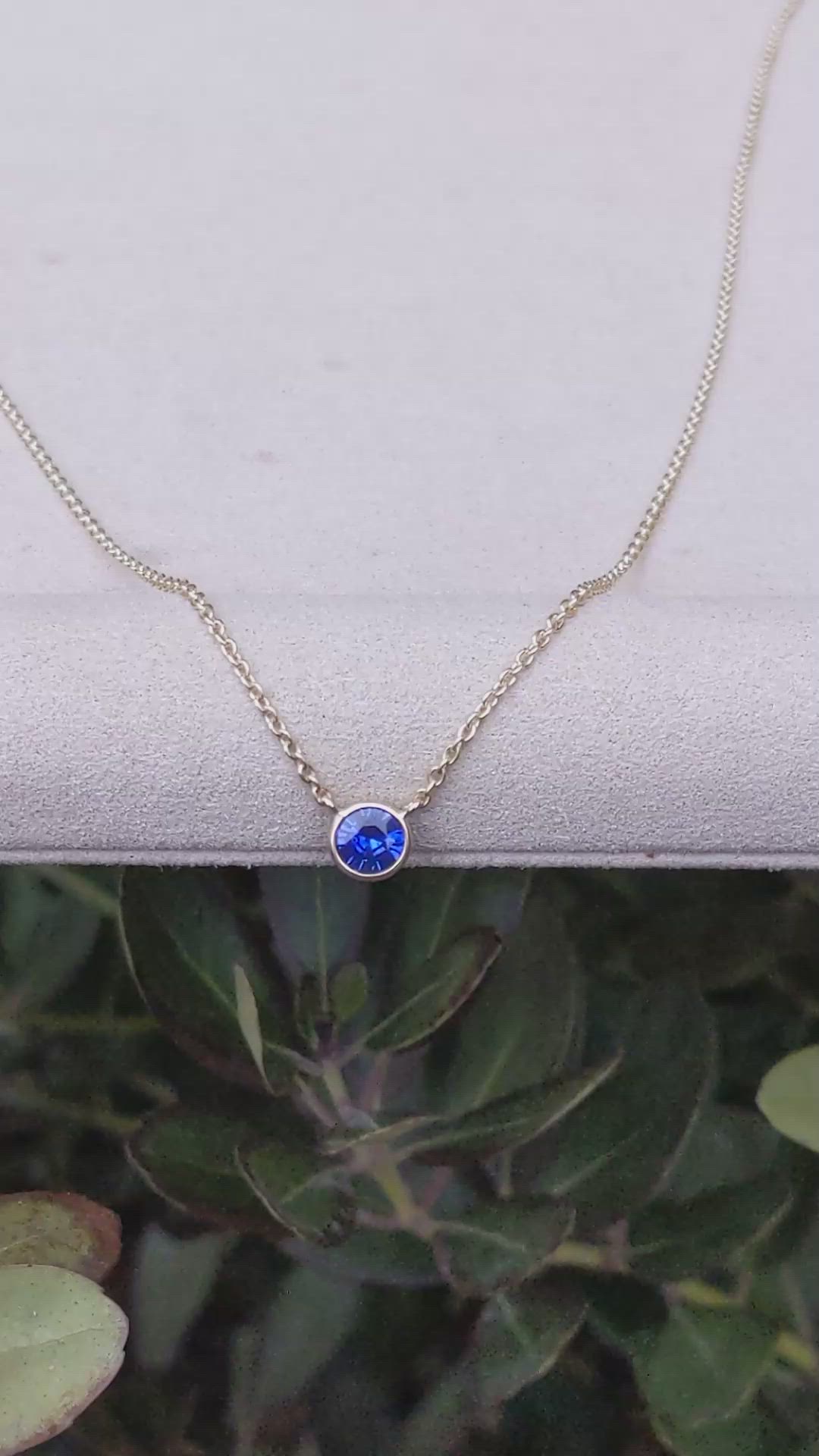 0.65 Ct. Blue Sapphire Bezel Necklace, 14K Yellow Gold Size Video