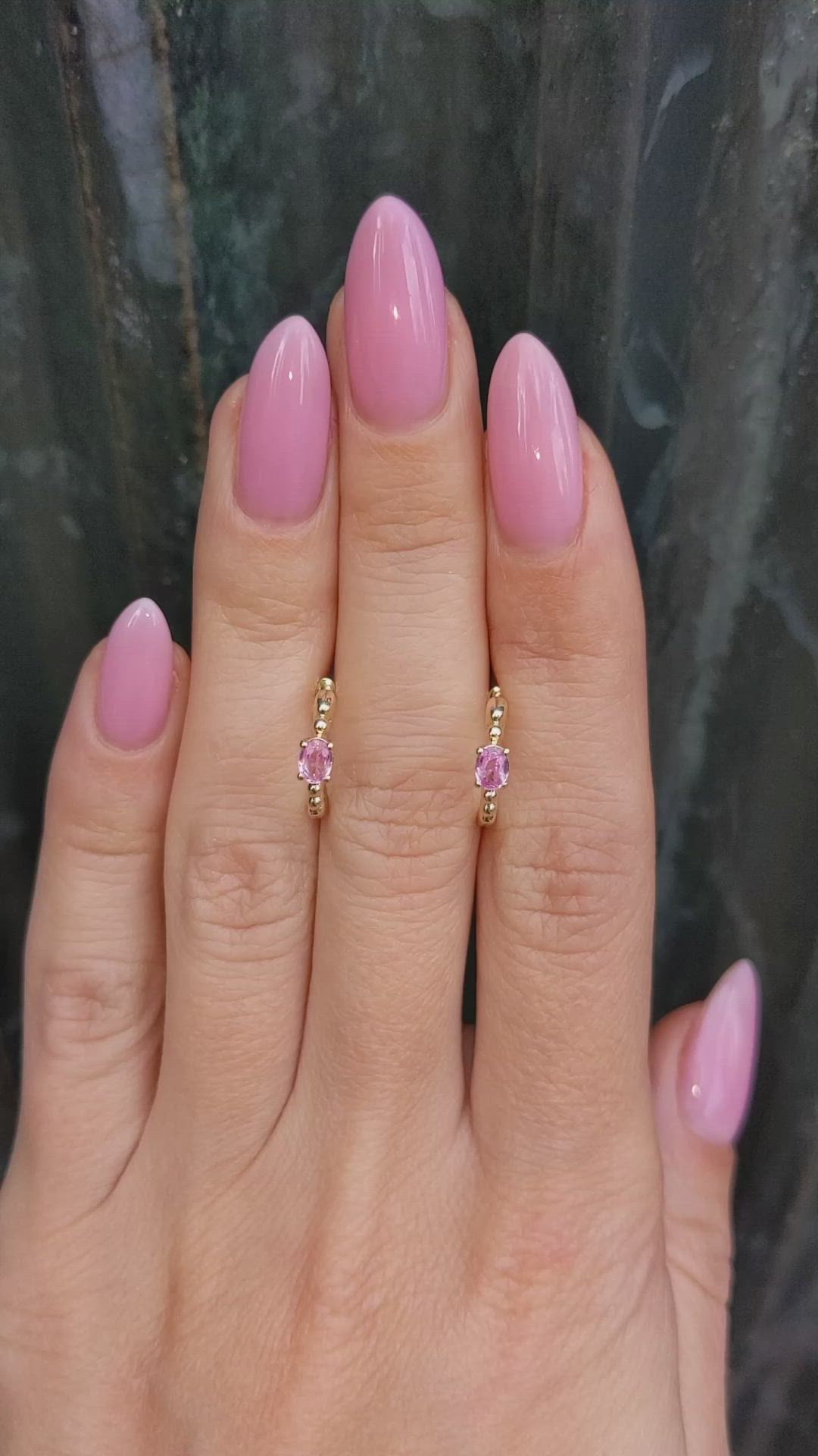 0.44&nbsp;Ct.Tw.Total Carat Weight Pink Sapphire Accent Stones Earrings, 14K Yellow Gold Size Video