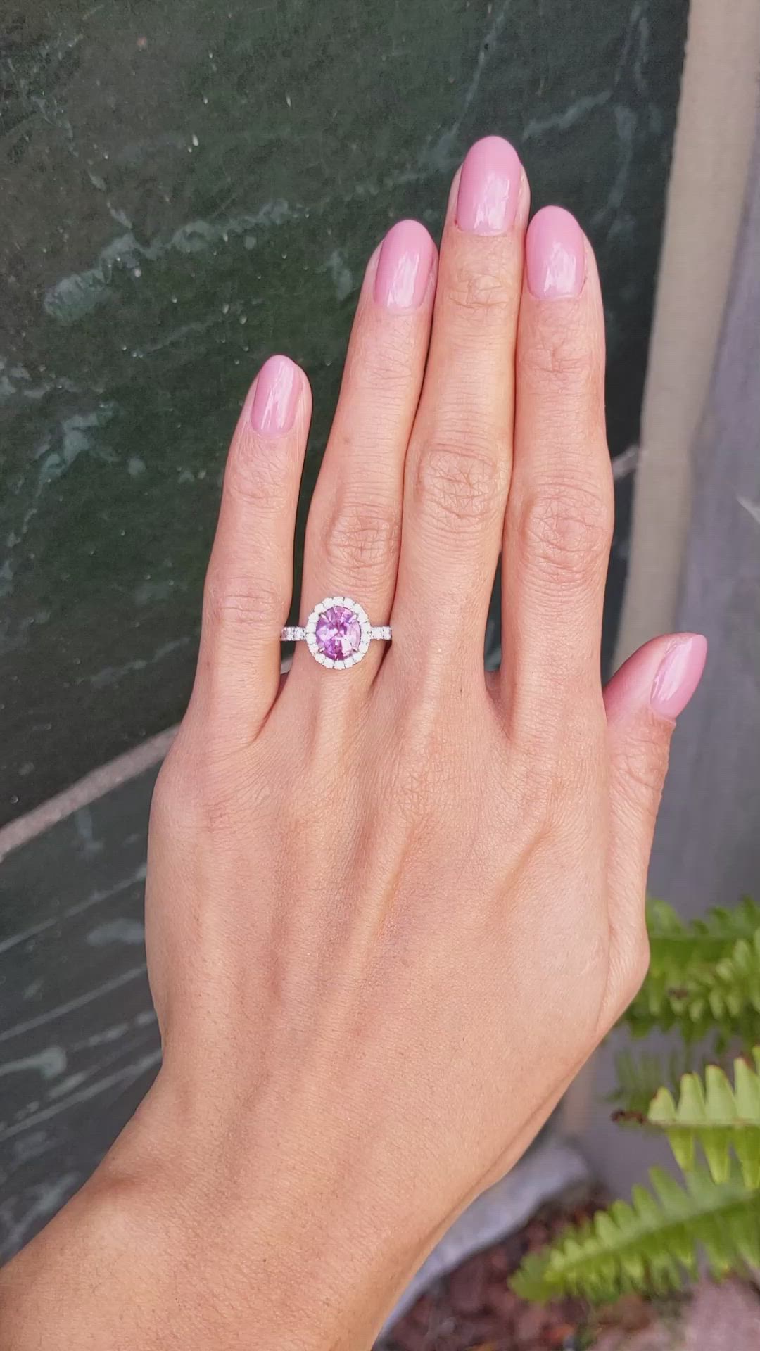 1.85 Ct. Pink Sapphire and Natural Diamond Pave Ring, 18K White & Yellow Size Video