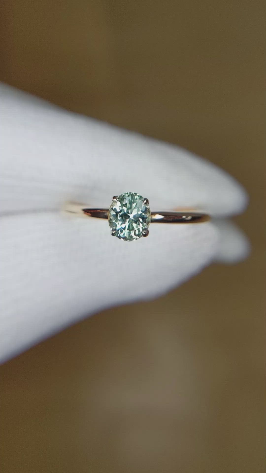 0.66 Ct. Bluish Green Sapphire Solitaire Ring, 14K Yellow Gold Size Video