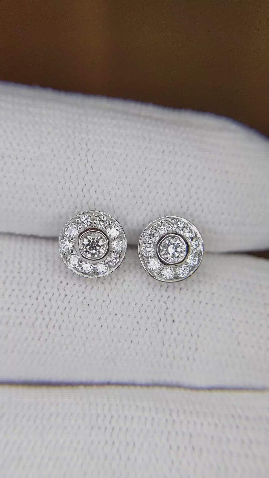 0.20 Ct.Tw.Total Carat Weight Natural Diamond Pave Earrings, 14K White Gold Size Video