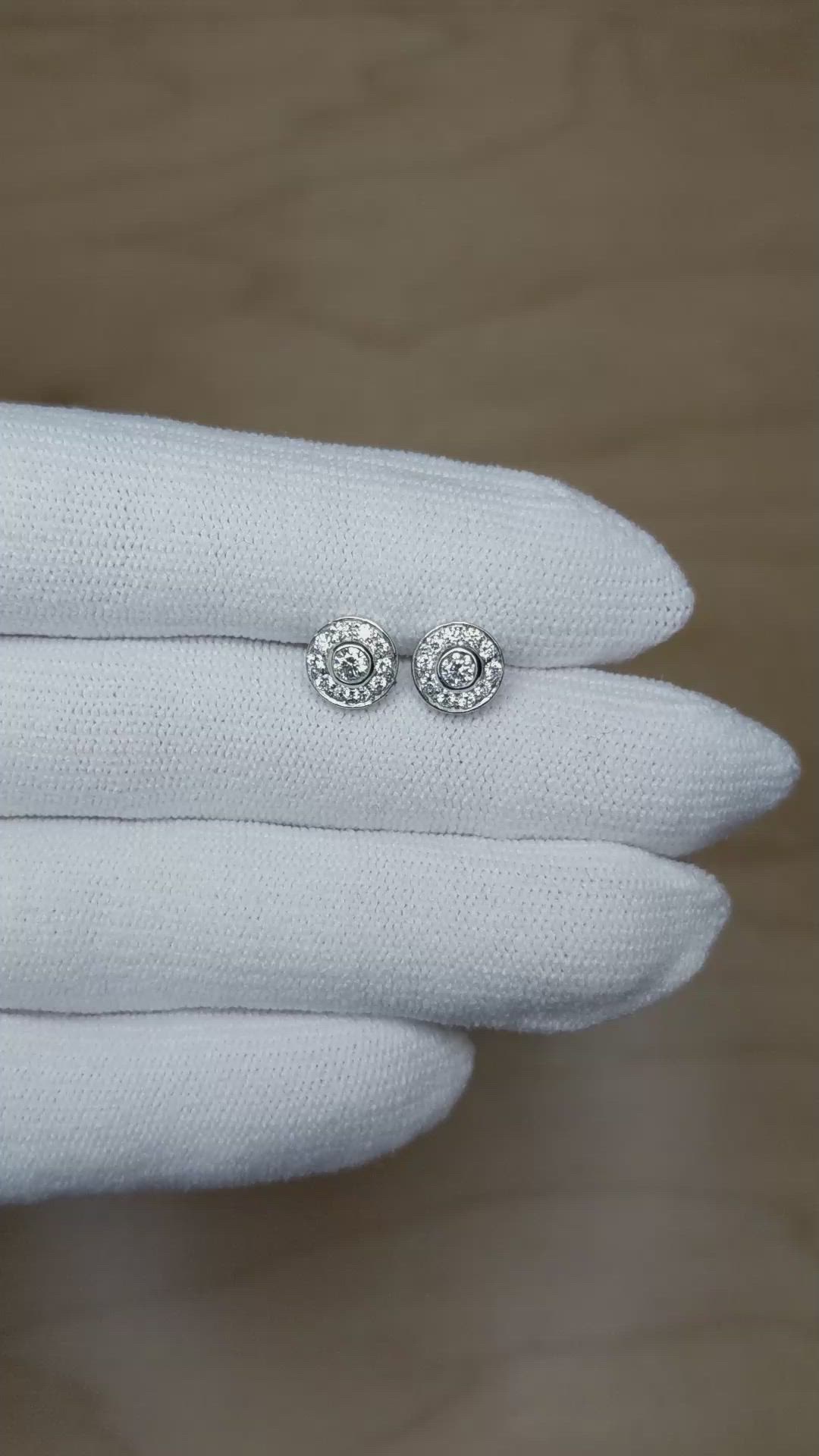 0.20 Ct.Tw.Total Carat Weight Natural Diamond Pave Earrings, 14K White Gold Size Video