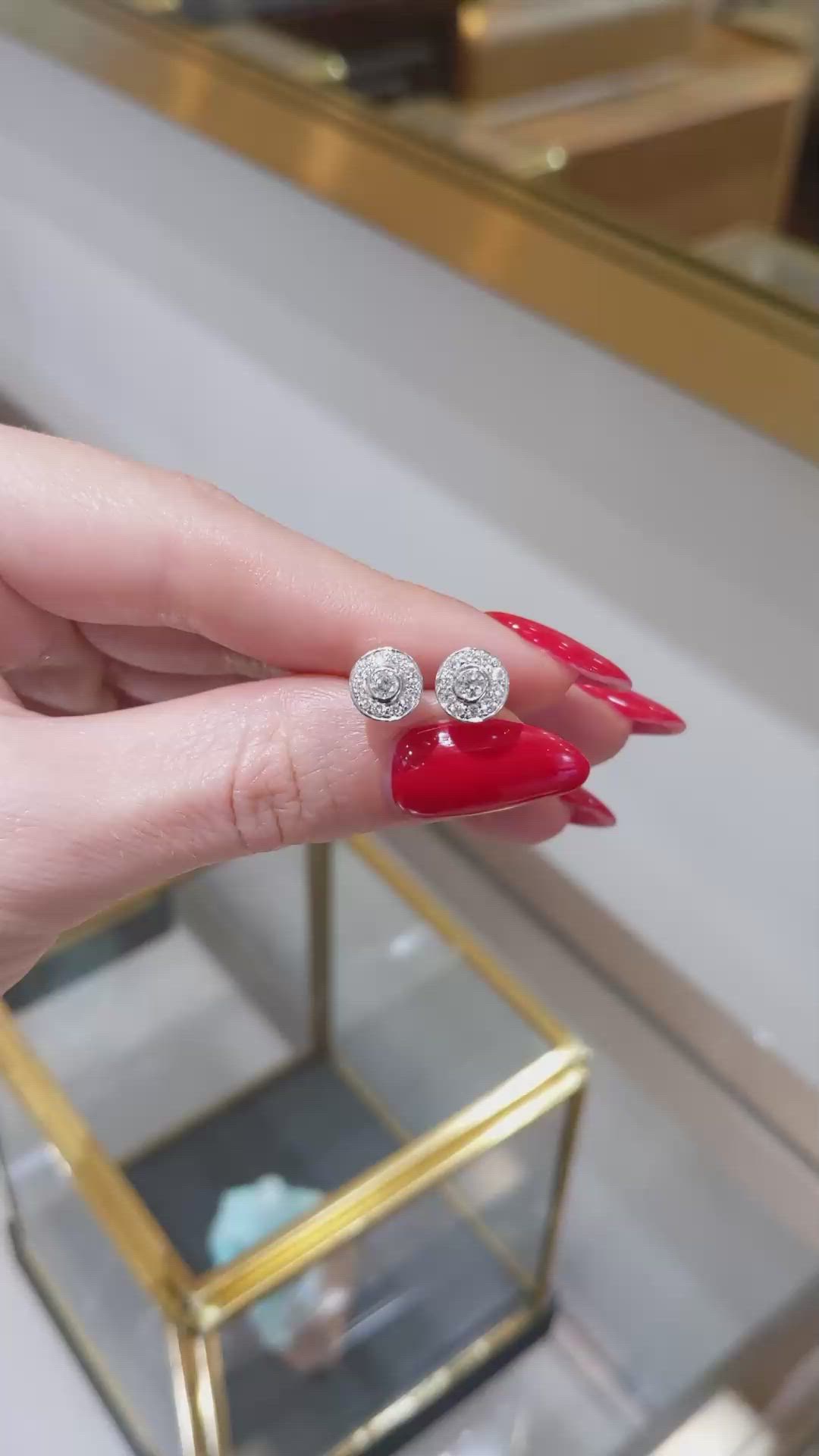 0.20 Ct.Tw.Total Carat Weight Natural Diamond Pave Earrings, 14K White Gold Size Video