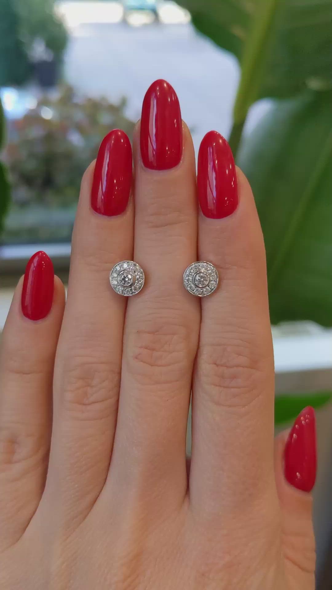 0.20 Ct.Tw.Total Carat Weight Natural Diamond Pave Earrings, 14K White Gold Size Video