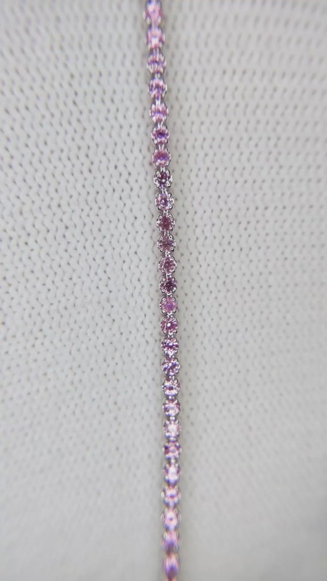 1.76&nbsp;Ct.Tw.Total Carat Weight Pink Sapphire Tennis/Line Bracelet, 14K White Gold Size Video