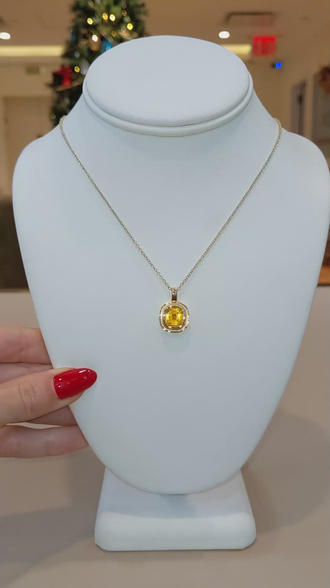 3.87 Ct. Yellow Sapphire Bezel Pendant, 14K Yellow Gold Size Video