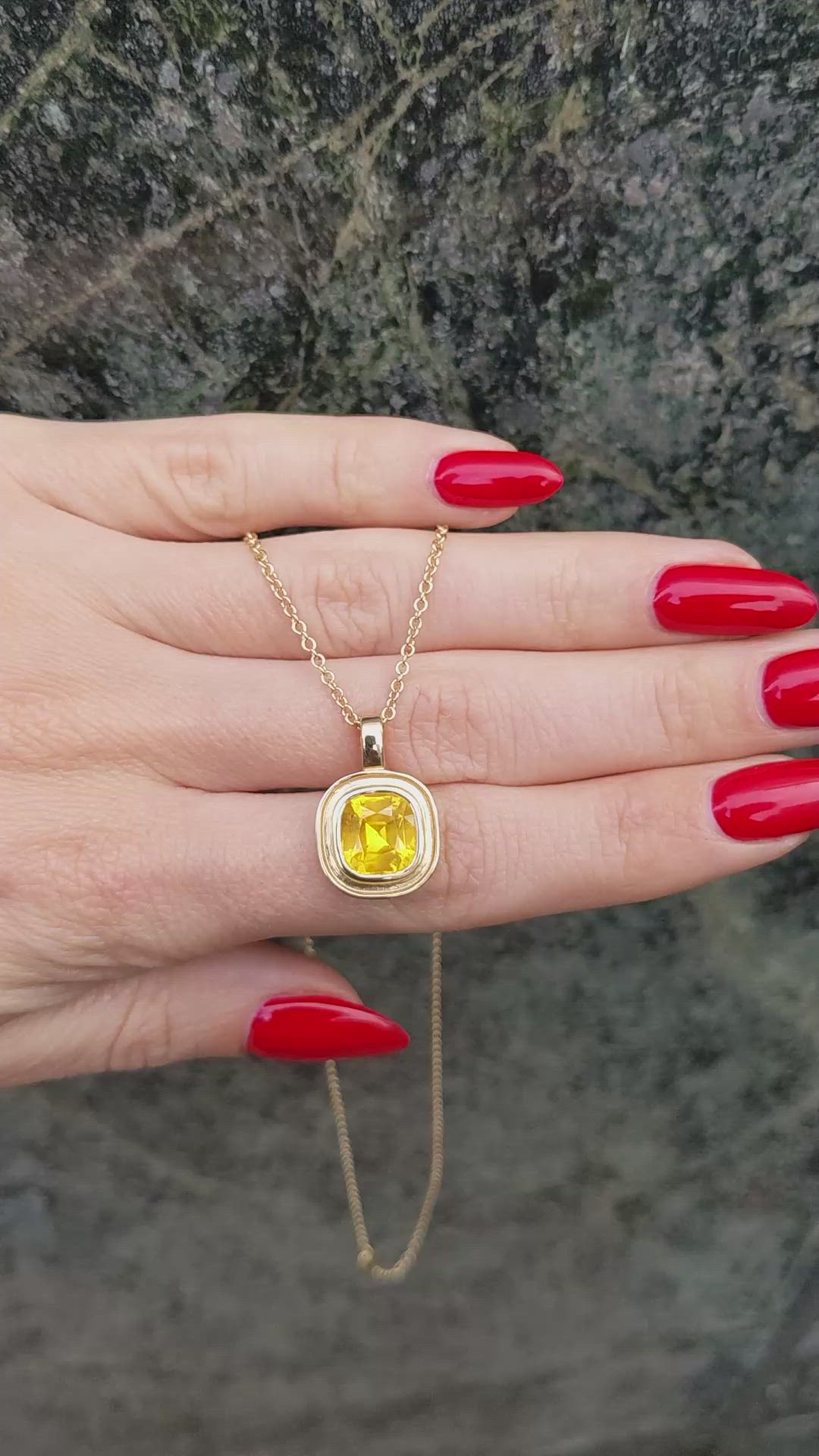3.87 Ct. Yellow Sapphire Bezel Pendant, 14K Yellow Gold Size Video