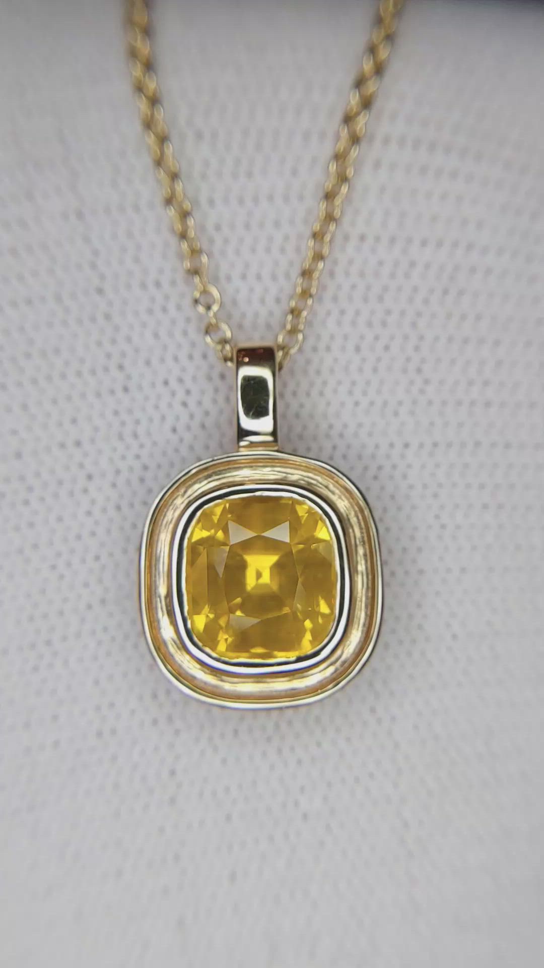 3.87 Ct. Yellow Sapphire Bezel Pendant, 14K Yellow Gold Size Video