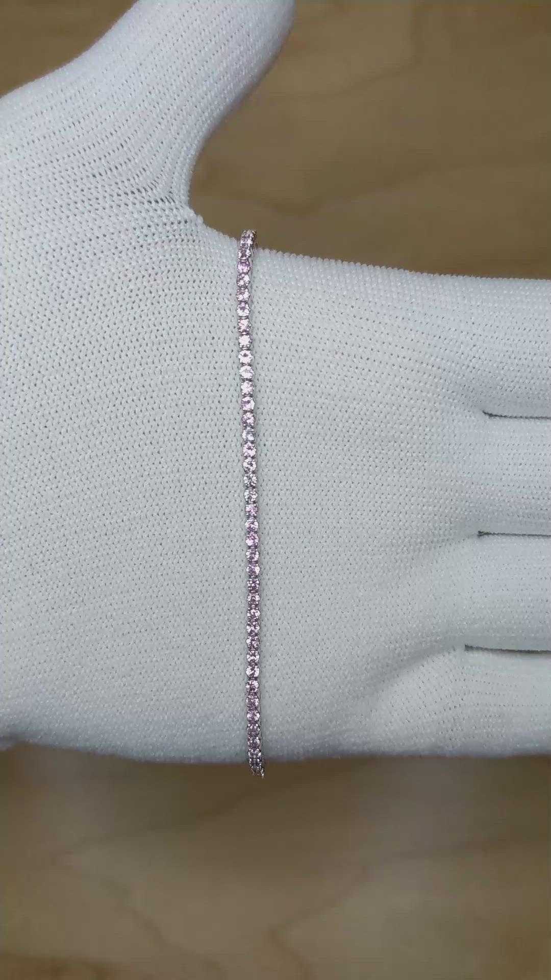 1.94&nbsp;Ct.Tw.Total Carat Weight Pink Sapphire Tennis/Line Bracelet, 14K White Gold Size Video