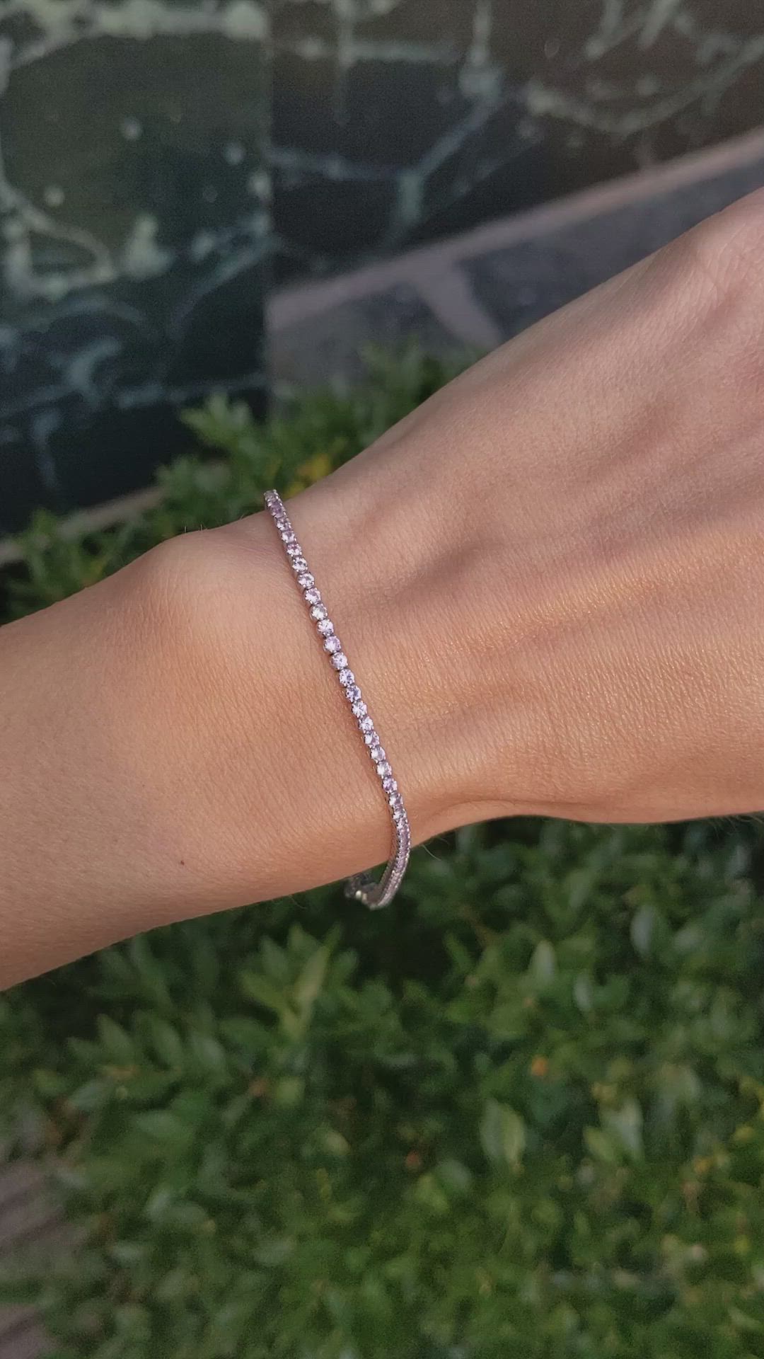 1.94&nbsp;Ct.Tw.Total Carat Weight Pink Sapphire Tennis/Line Bracelet, 14K White Gold Size Video