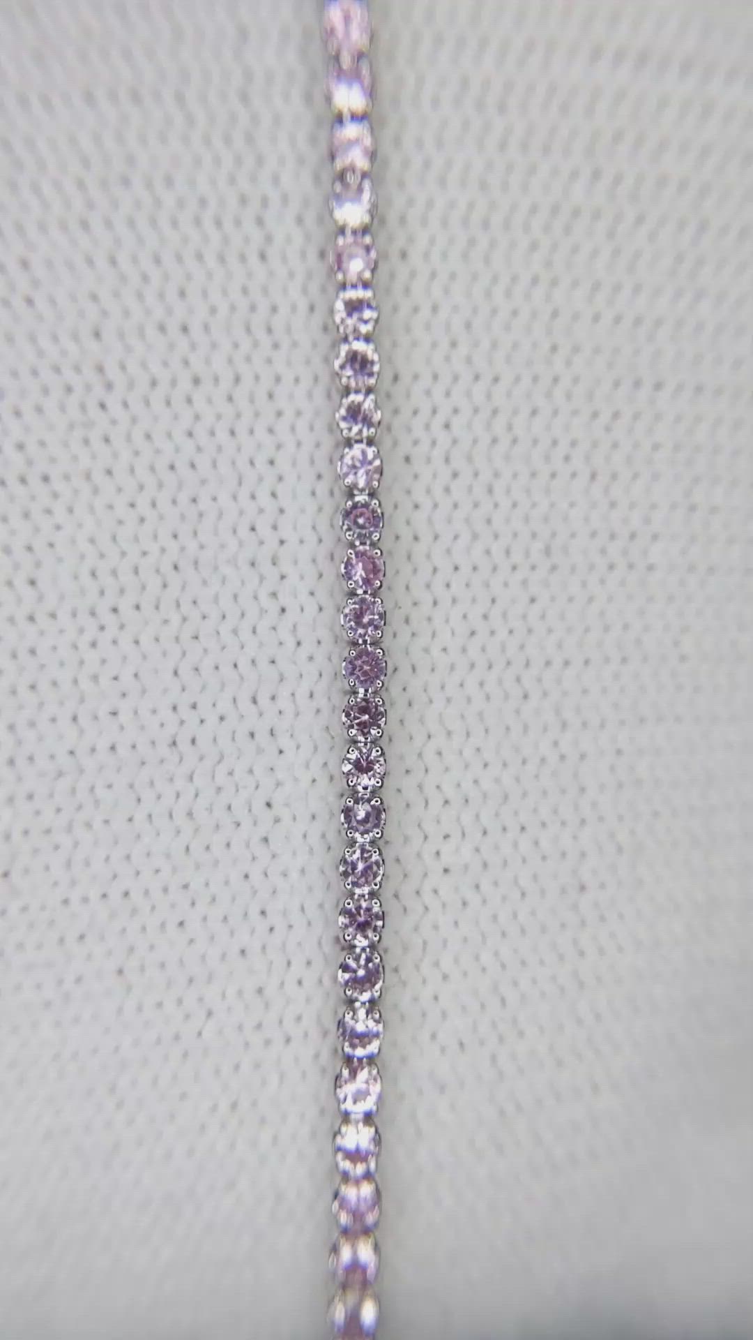 1.94&nbsp;Ct.Tw.Total Carat Weight Pink Sapphire Tennis/Line Bracelet, 14K White Gold Size Video