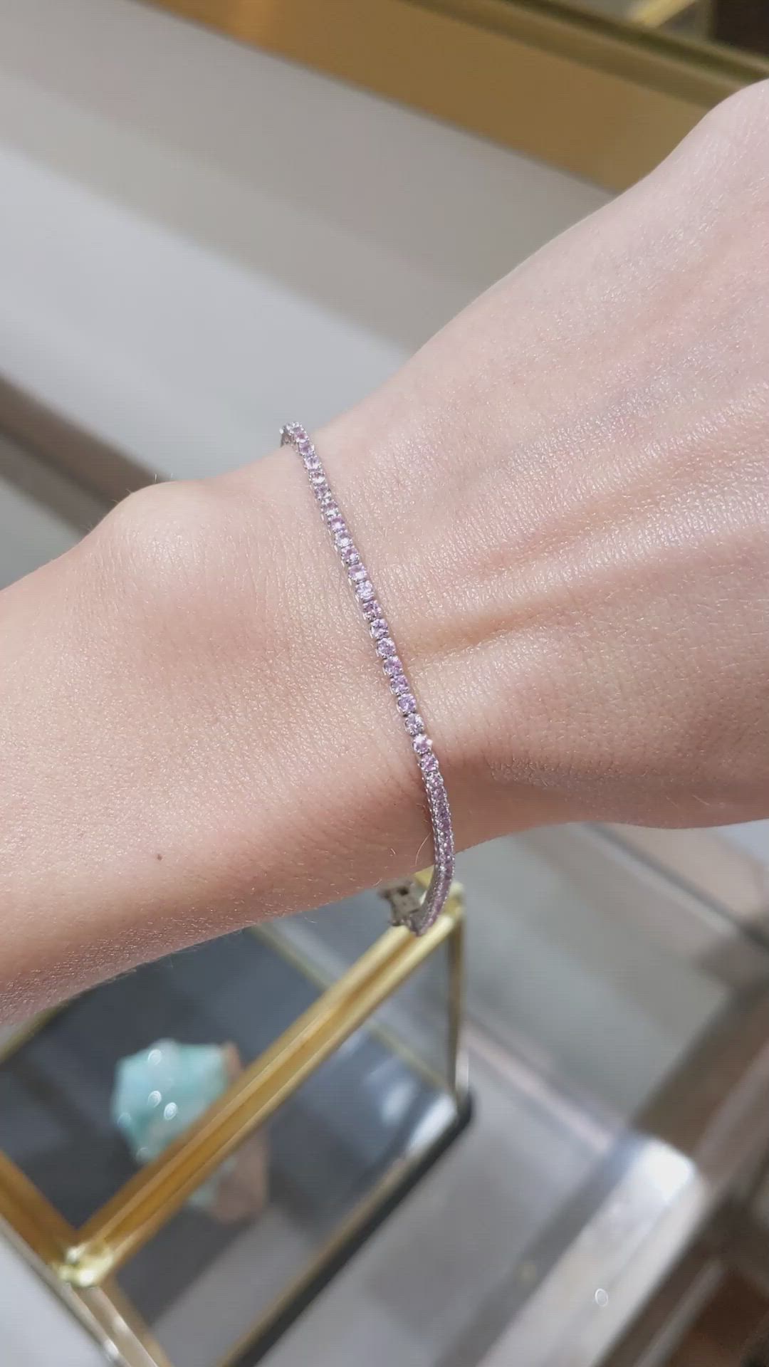 1.94&nbsp;Ct.Tw.Total Carat Weight Pink Sapphire Tennis/Line Bracelet, 14K White Gold Size Video