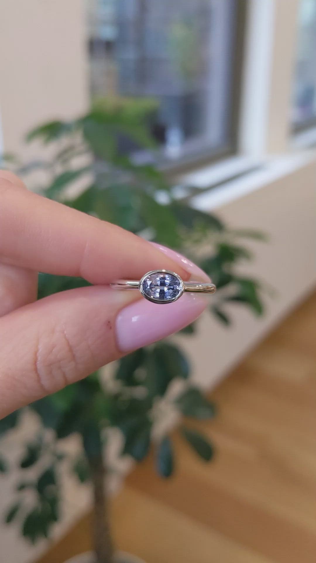 0.92 Ct. Blue Sapphire Bezel Ring, Platinum 950 Size Video