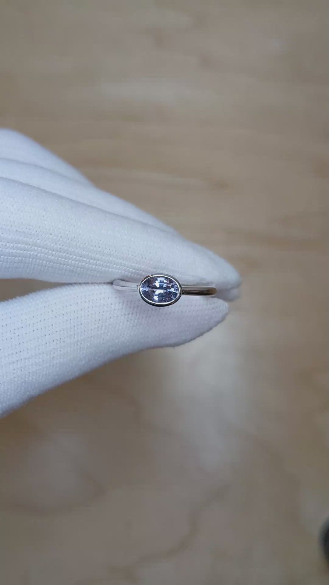 0.92 Ct. Blue Sapphire Bezel Ring, Platinum 950 Size Video