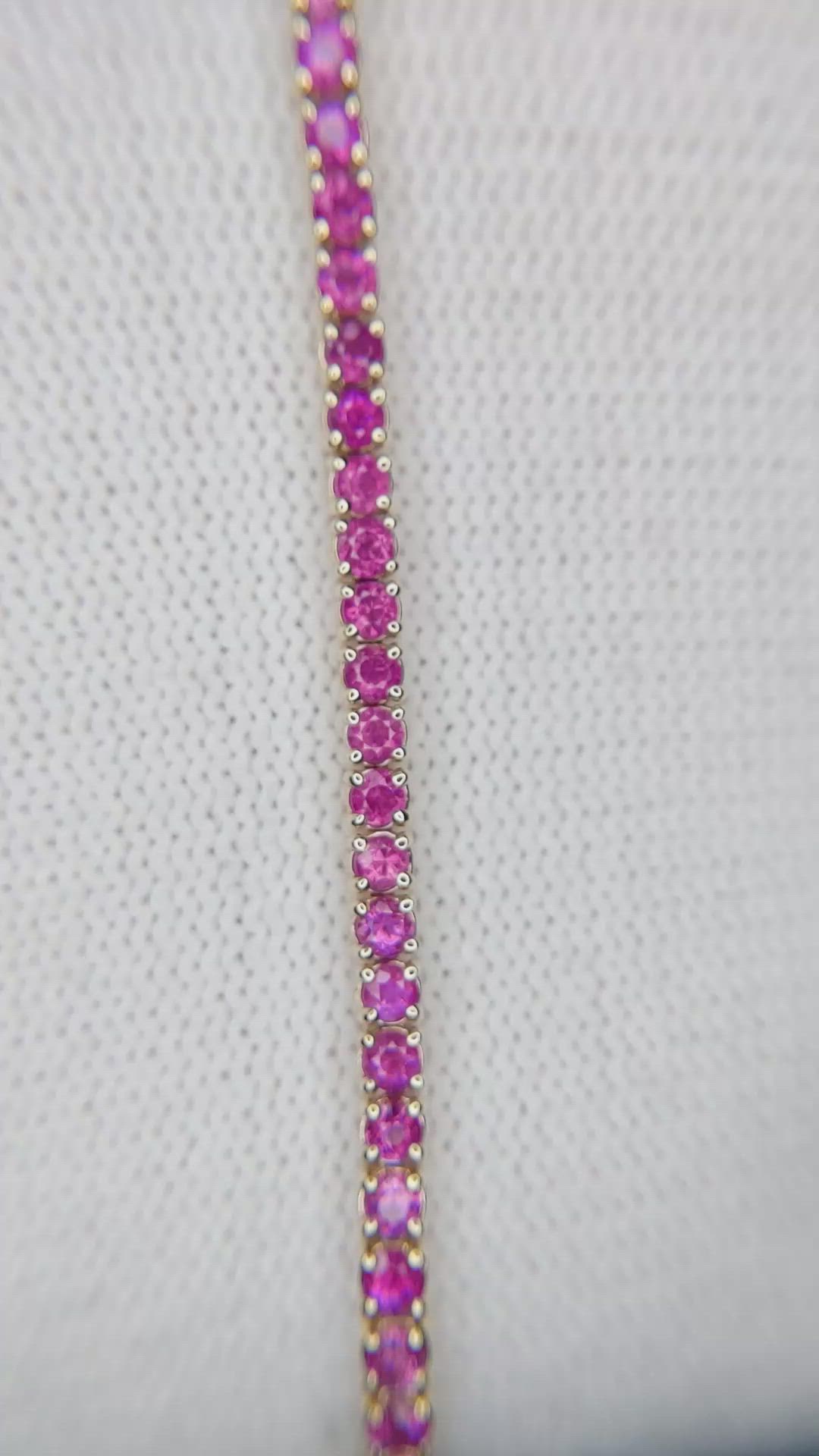 3.47&nbsp;Ct.Tw.Total Carat Weight Pink Sapphire Tennis/Line Bracelet, 14K Yellow Gold Size Video